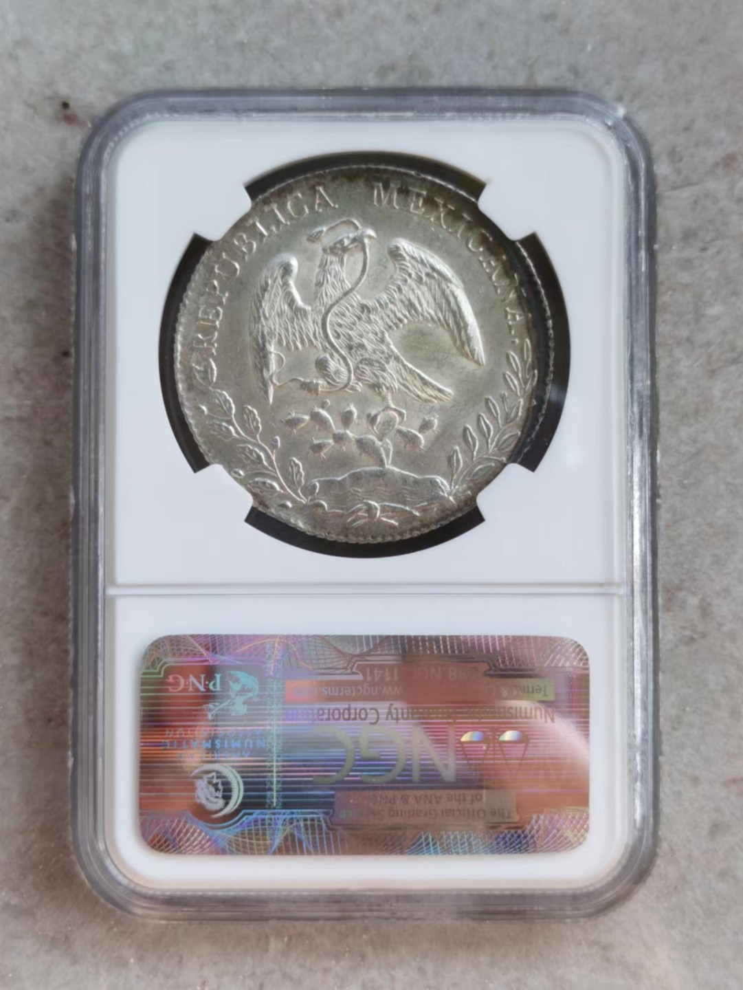 博洋堂世界钱币拍卖第001期（全场包邮） NGC MS62 1894年墨西哥Mo AM版花边鹰洋，双面漂亮月牙彩