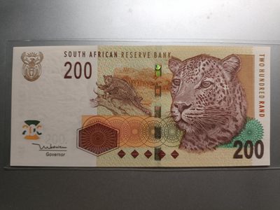 【专场20221003】飞禽走兽——动物元素纸币专场 - 【拍品003】南非2005版200兰特豹子头全新UNC
