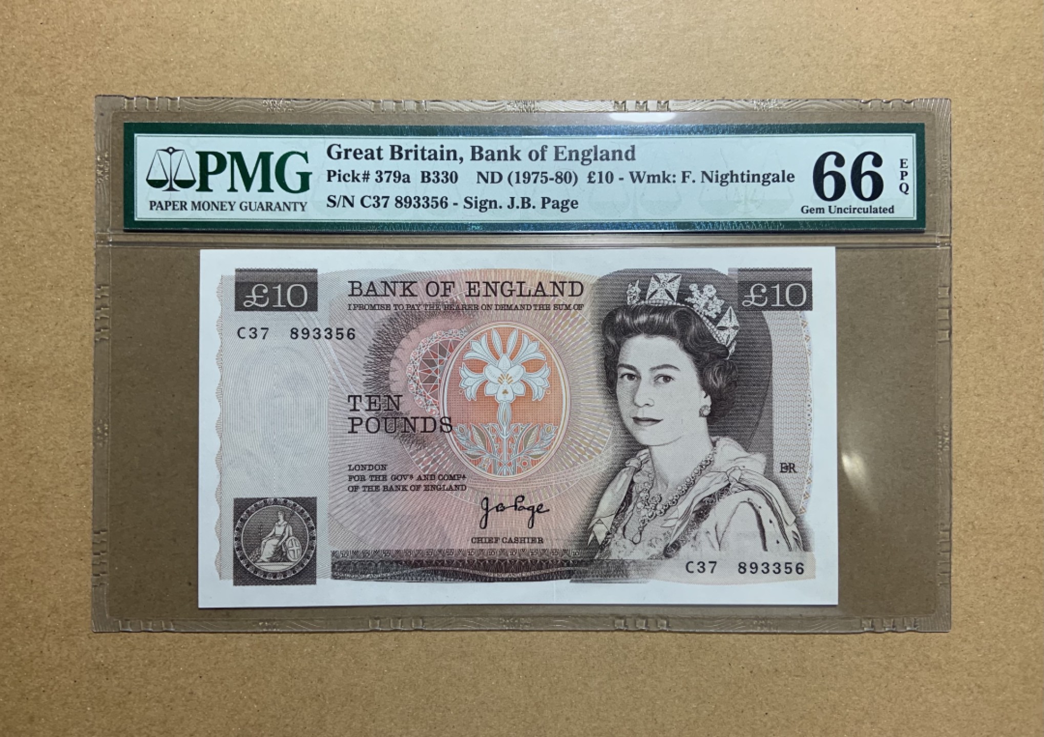 收藏联盟Quantum Auction 第197期拍卖 (已更新) 英国1975-80年10英镑 PMG66 现代护理学奠基人 提灯女神南丁格尔 号码无47