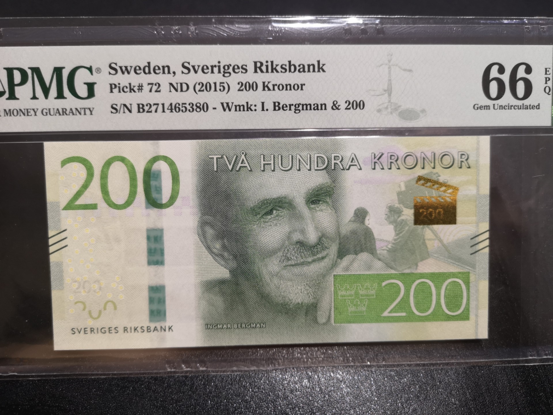 《外钞收藏家》第二百零六期 2015年瑞典200克朗 PMG66