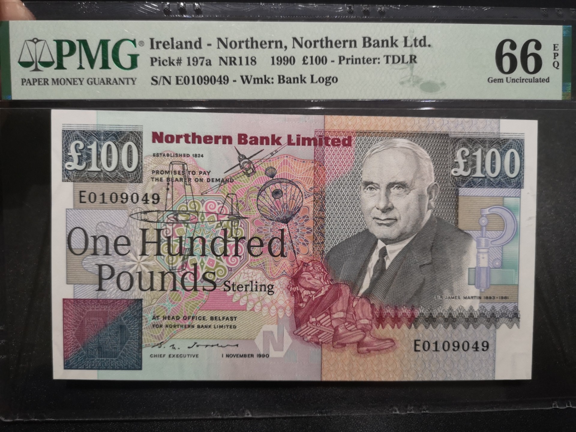 《外钞收藏家》第二百零六期 1990年北爱尔兰100镑 PMG66 精美大票幅