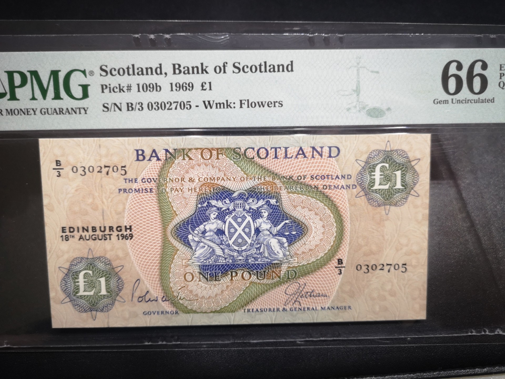 《外钞收藏家》第二百零六期 1969年苏格兰1镑 PMG66