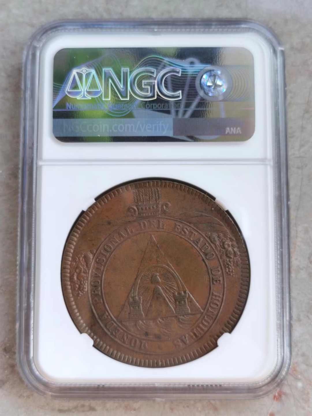 博洋堂世界钱币拍卖第001期（全场包邮） NGC MS63BN 1862年洪都拉斯军政府8P大铜币，高分极精美