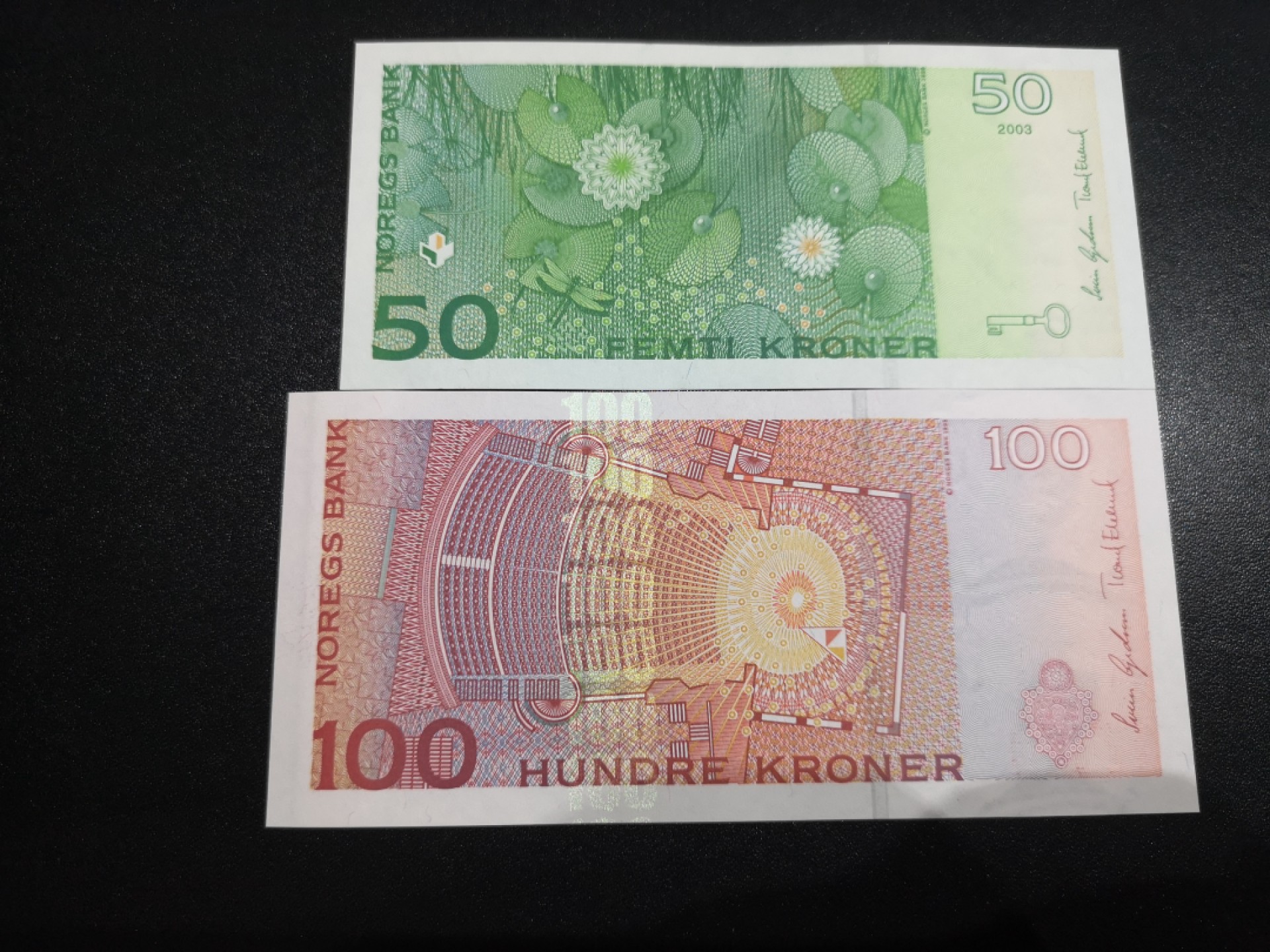 《外钞收藏家》第二百零六期 挪威100、50 两张 全新UNC