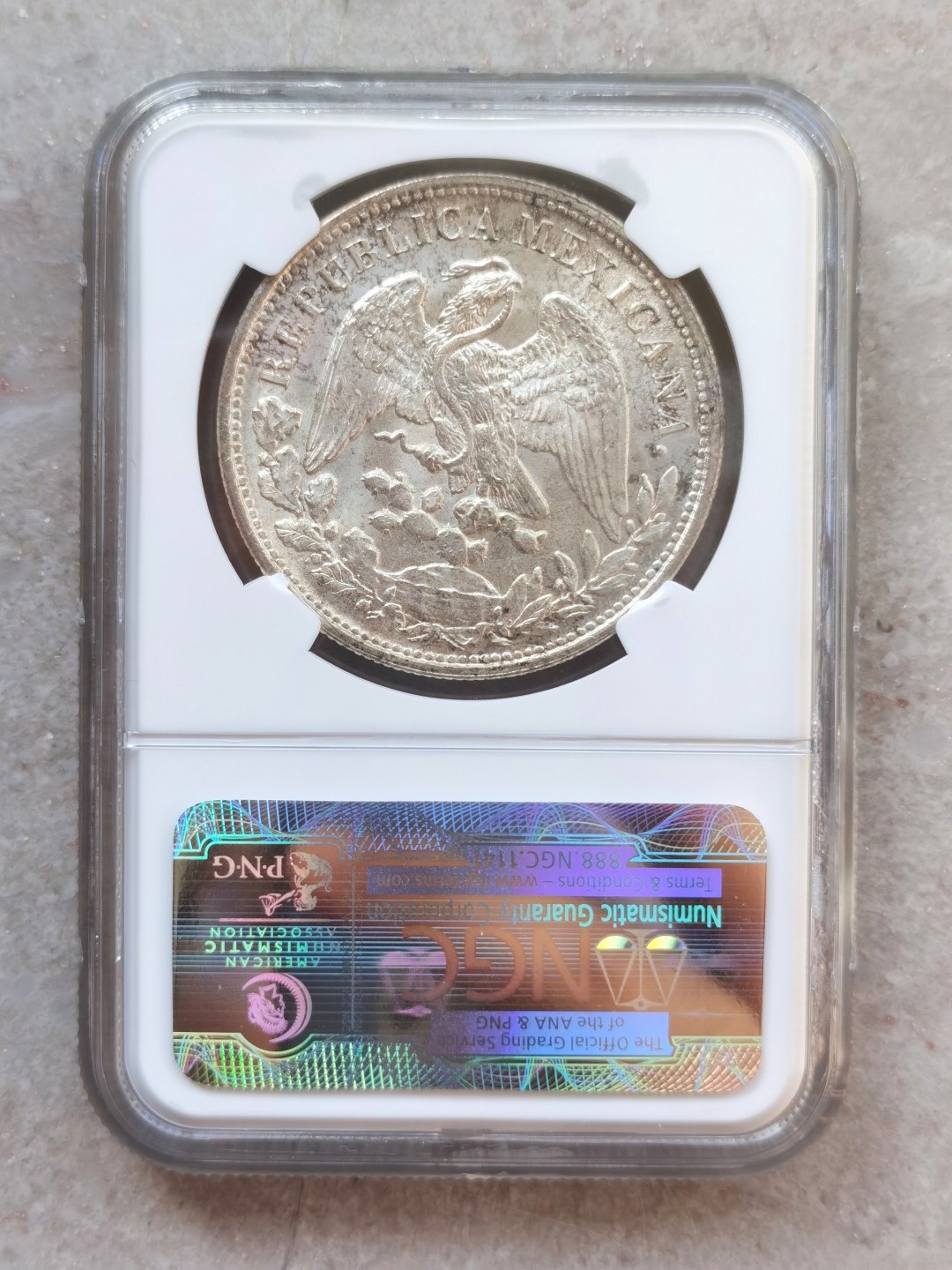 博洋堂世界钱币拍卖第001期（全场包邮） NGC MS65 1898年墨西哥Mo AM版直边鹰洋（Restrike），原卷暴光带彩