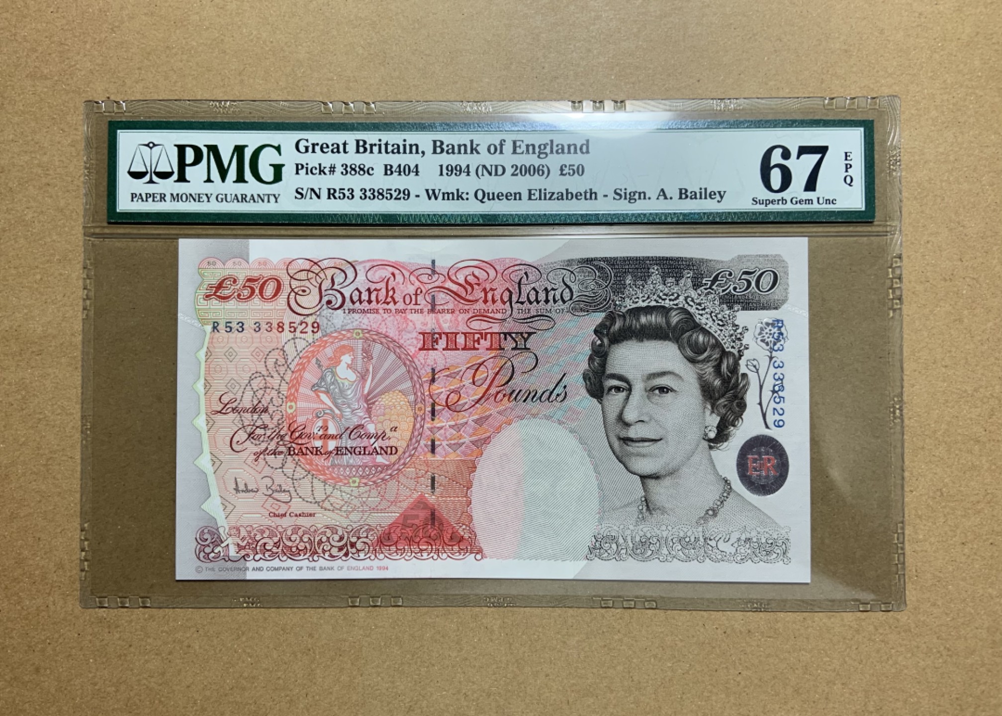 收藏联盟Quantum Auction 第197期拍卖 (已更新) 英国1994(2006)年50镑 PMG66 号码无47