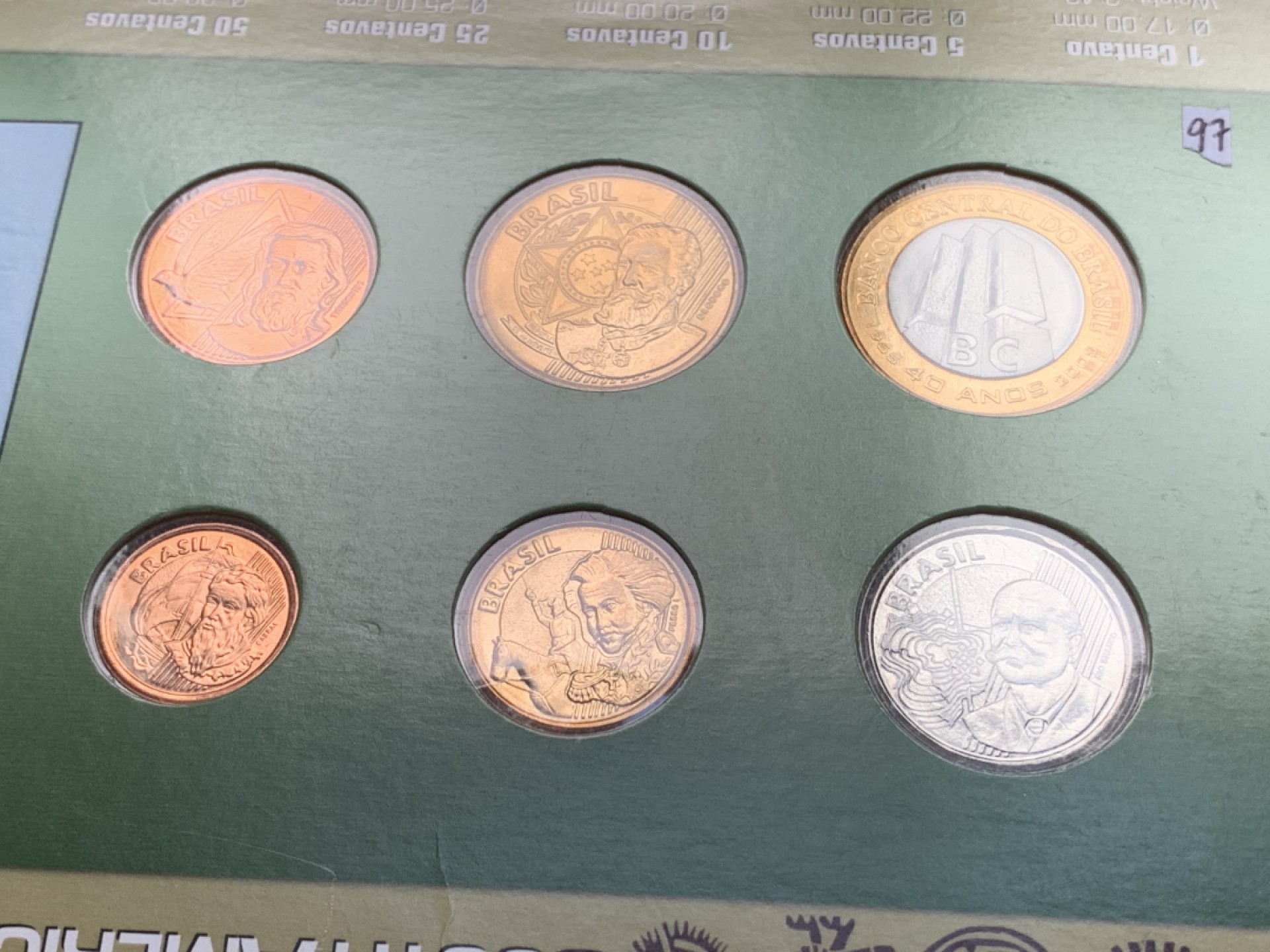 《竞宝斋》第102场-本周四 套币裸币专场（全场不限金额包邮） 卡装 巴西不同面值 六枚套硬币 非常漂亮