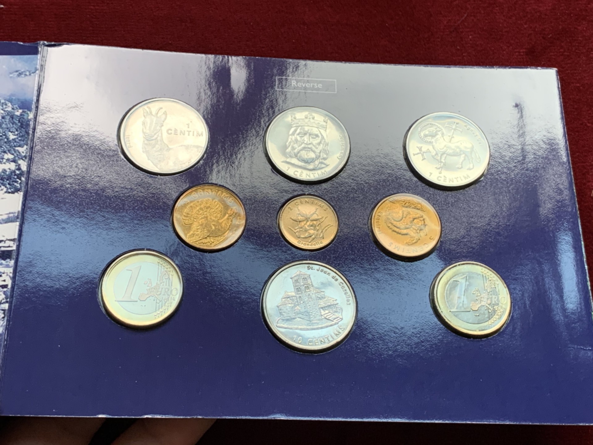 《竞宝斋》第102场-本周四 套币裸币专场（全场不限金额包邮） 卡装安道尔 九枚一组 封装套币 带西班牙和法国1欧元各一枚