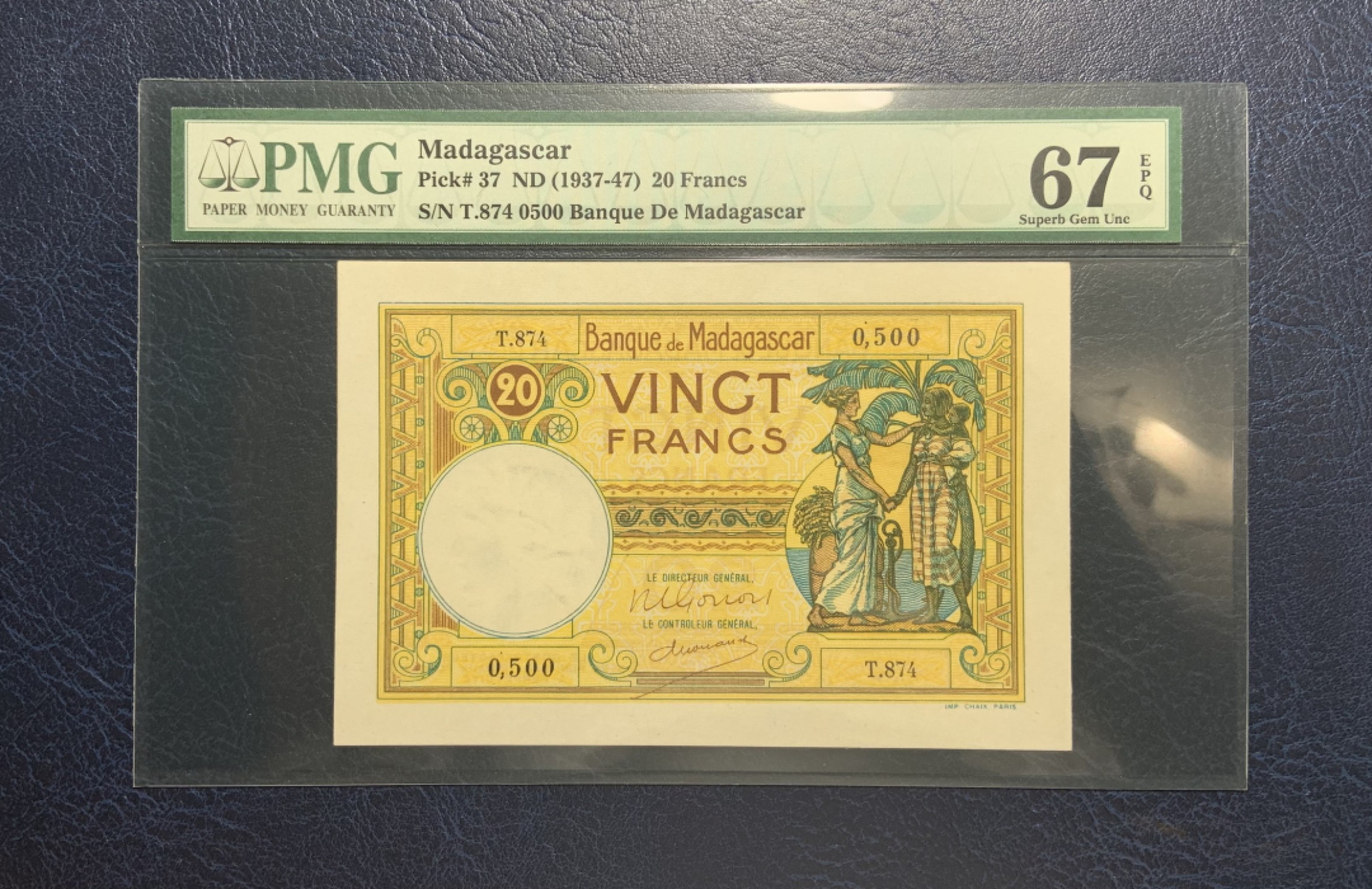 收藏联盟Quantum Auction 第197期拍卖 (已更新) 马达加斯加1937-47年20法郎  PMG67