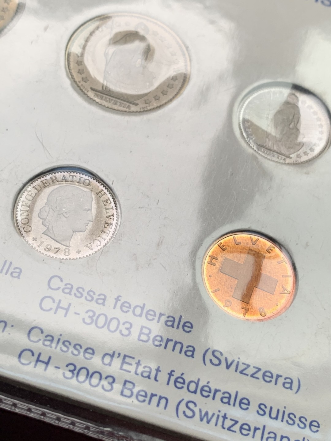 《竞宝斋》第102场-本周四 套币裸币专场（全场不限金额包邮） 早期白卡封装瑞士 1978年 八枚套 PROOF 卡装精制套币 非常少见