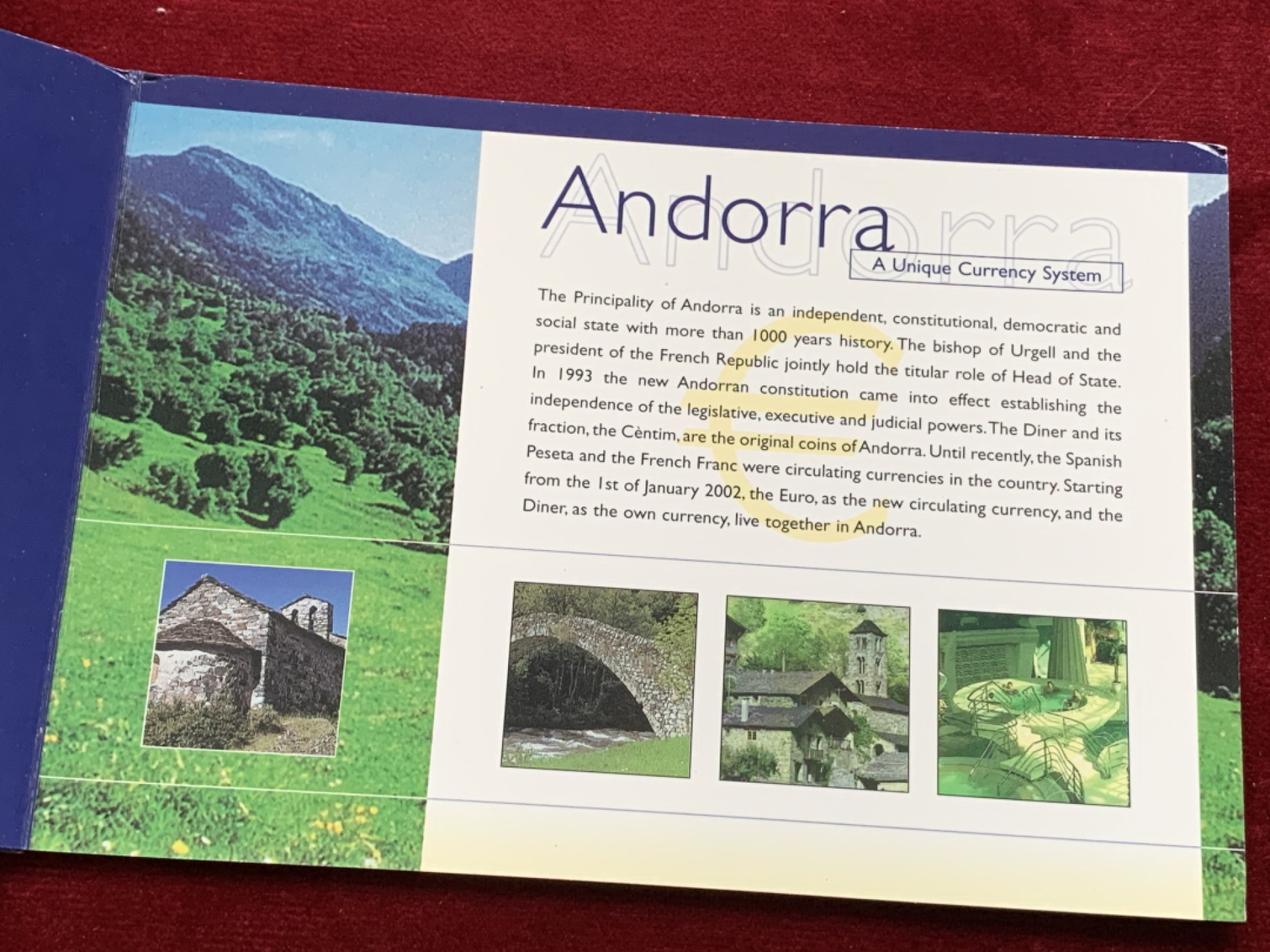 《竞宝斋》第102场-本周四 套币裸币专场（全场不限金额包邮） 卡装安道尔 九枚一组 封装套币 带西班牙和法国1欧元各一枚