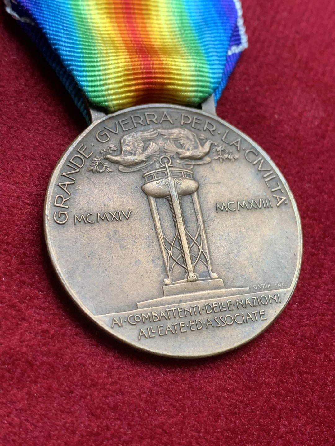 《竞宝斋》第102场-本周四 套币裸币专场（全场不限金额包邮） 意大利1918年 庆祝一战胜利 雄狮铜章