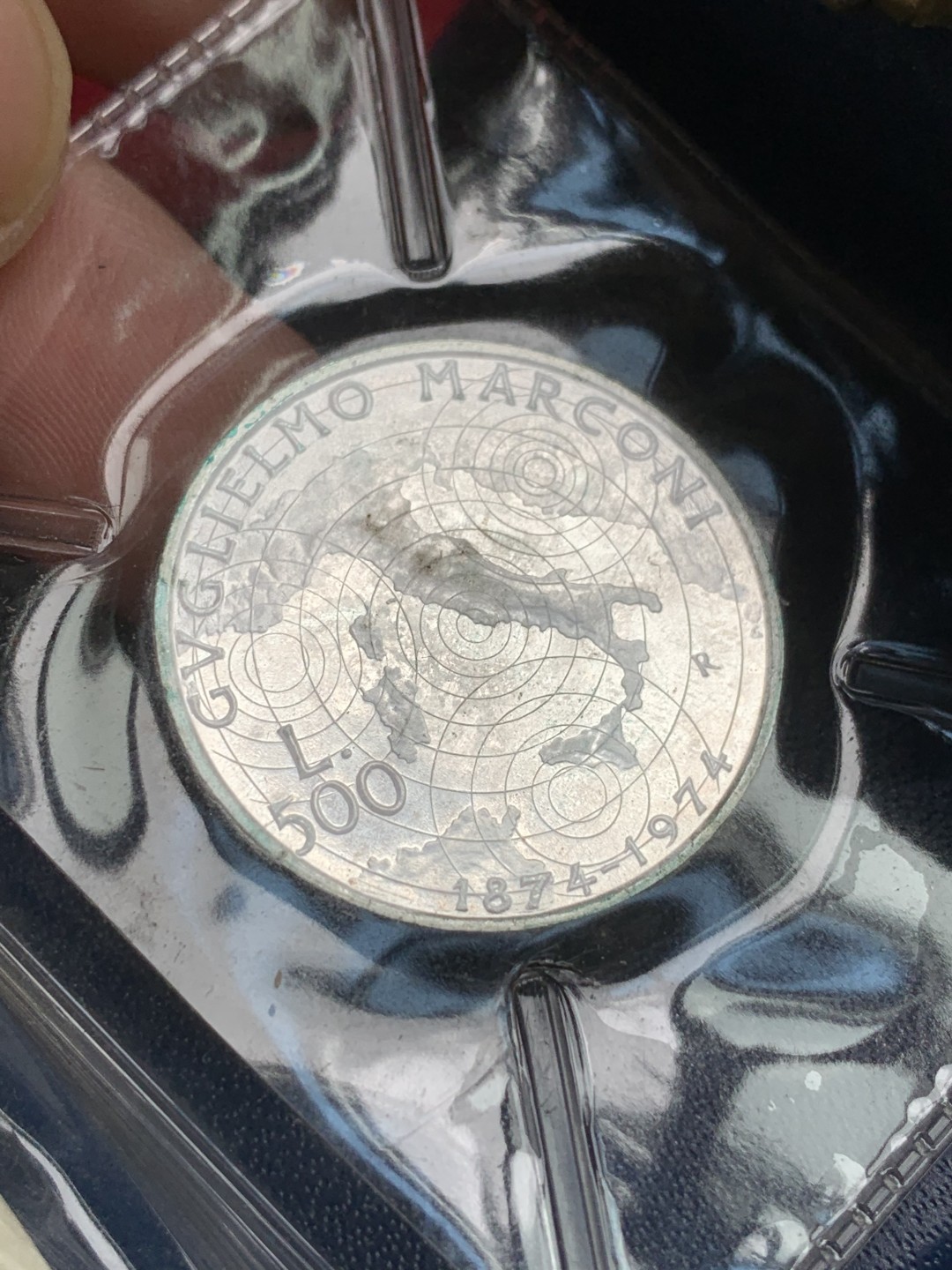 《竞宝斋》第102场-本周四 套币裸币专场（全场不限金额包邮） 钱包装证书 意大利1974年 地图 500里拉银币