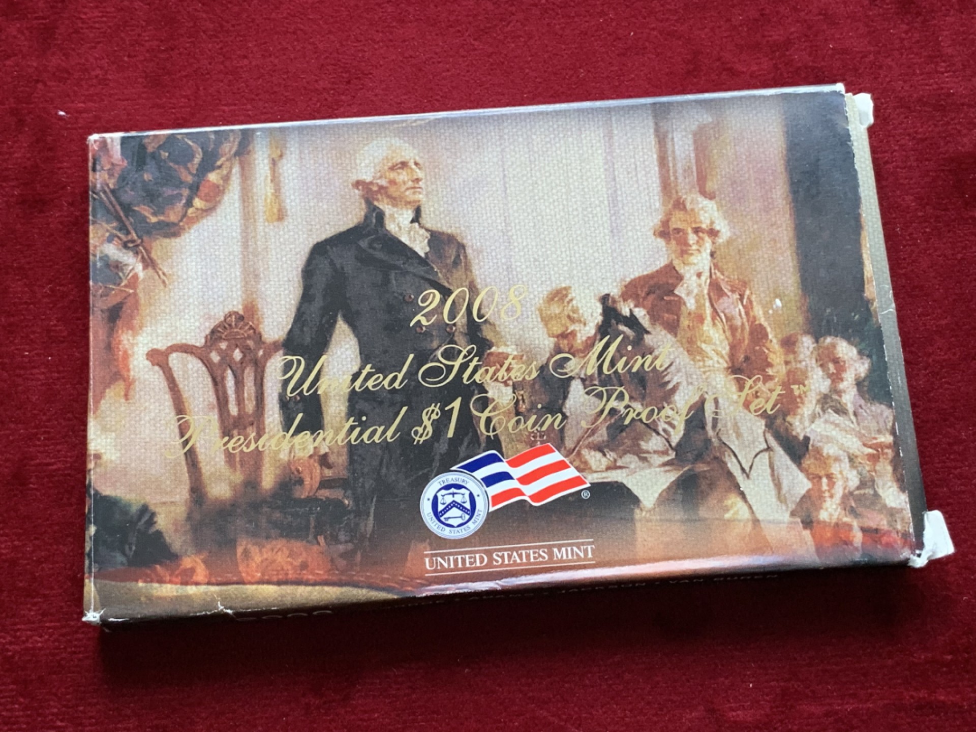 《竞宝斋》第102场-本周四 套币裸币专场（全场不限金额包邮） PROOF封装美国2008年 四任总统1817-1841年 一美元精制铜币 