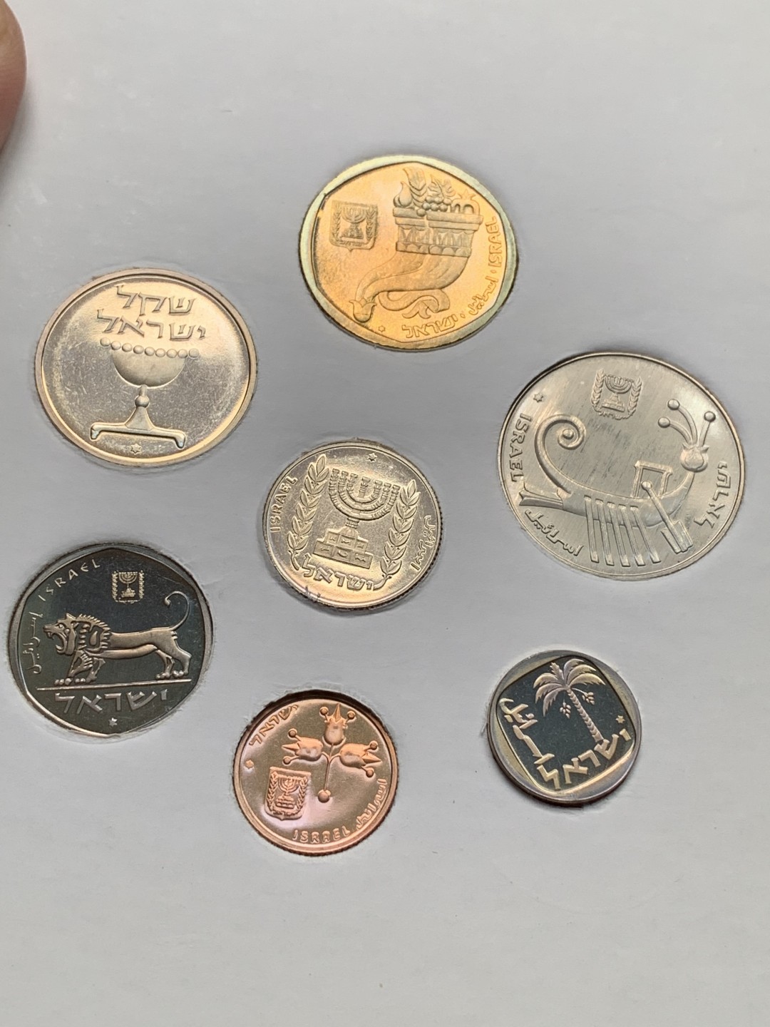 《竞宝斋》第102场-本周四 套币裸币专场（全场不限金额包邮） 官方原装 以色列1983年 不同面值7枚套 加厚PIEFORT 35周年纪念套币 稀少