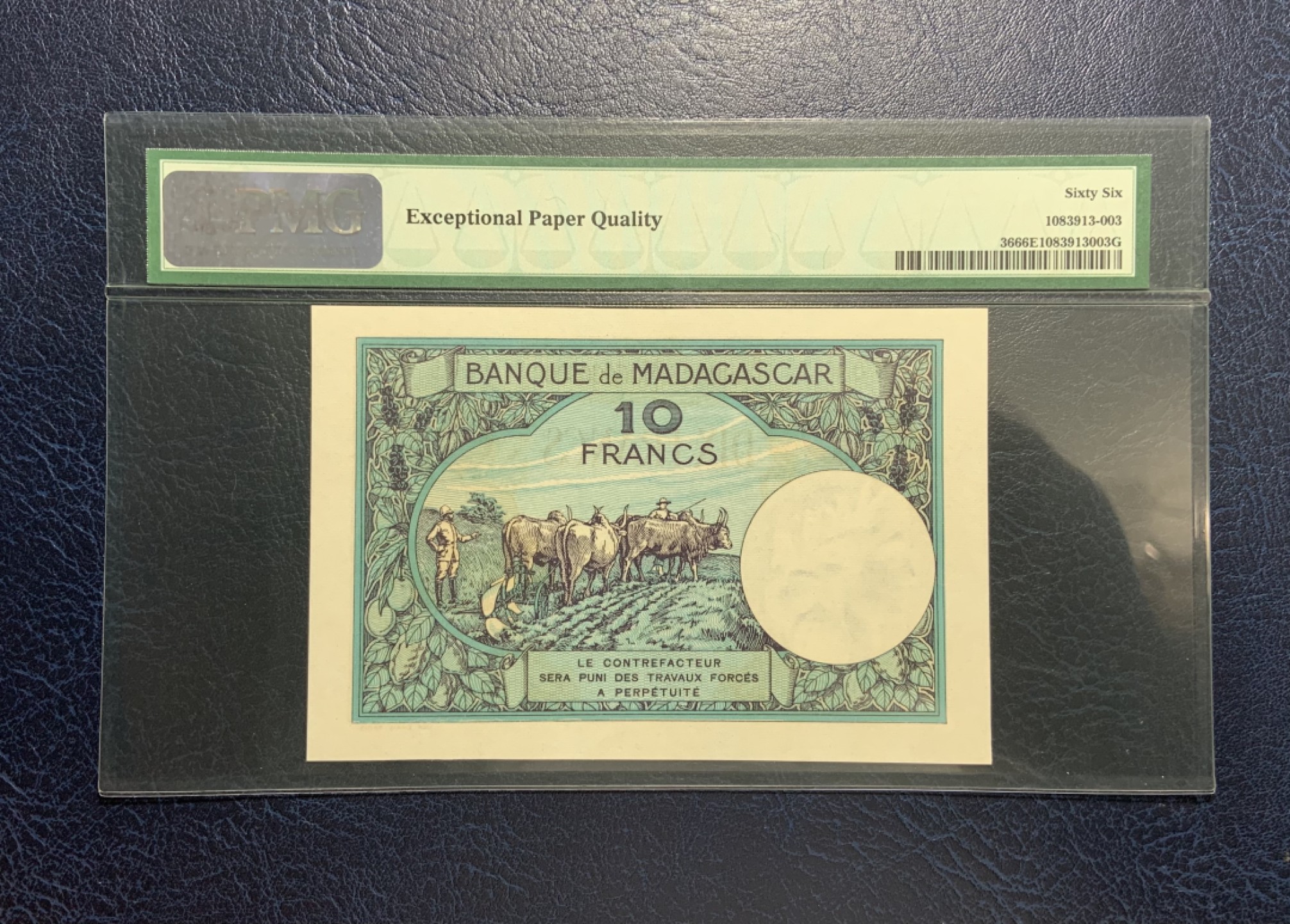 收藏联盟Quantum Auction 第197期拍卖 (已更新) 马达加斯加1937-47年10法郎 PMG66