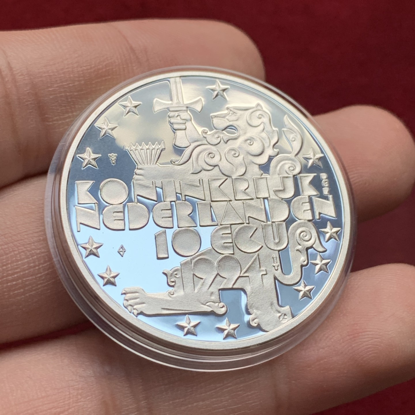 《竞宝斋》第102场-本周四 套币裸币专场（全场不限金额包邮） 荷兰1994年 朱丽安娜 10ECU 精制大银币 25克