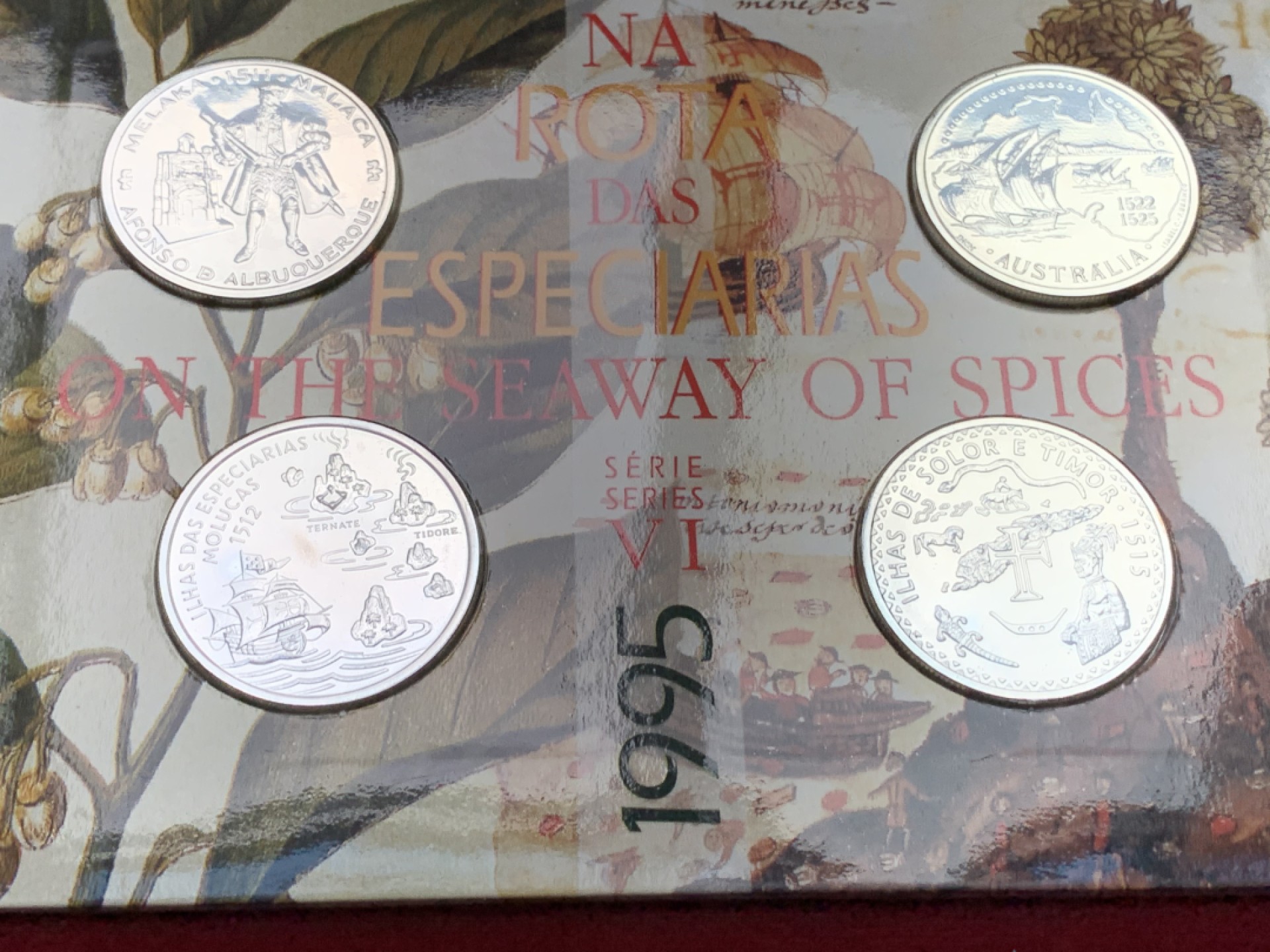 《竞宝斋》第102场-本周四 套币裸币专场（全场不限金额包邮） 卡装 葡萄牙1995年 大航海系列第六套 四枚一组 200埃斯库多大银币 26.5克/枚