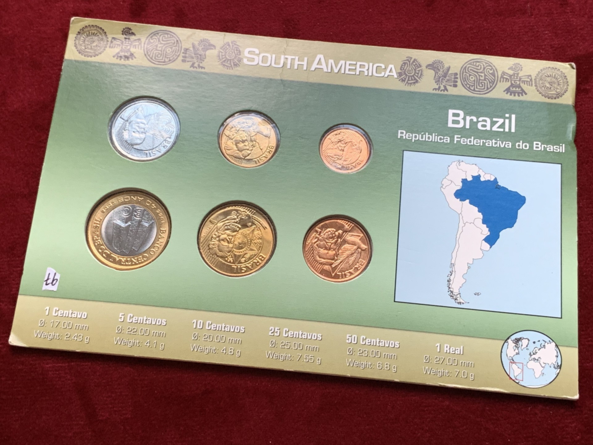 《竞宝斋》第102场-本周四 套币裸币专场（全场不限金额包邮） 卡装 巴西不同面值 六枚套硬币 非常漂亮