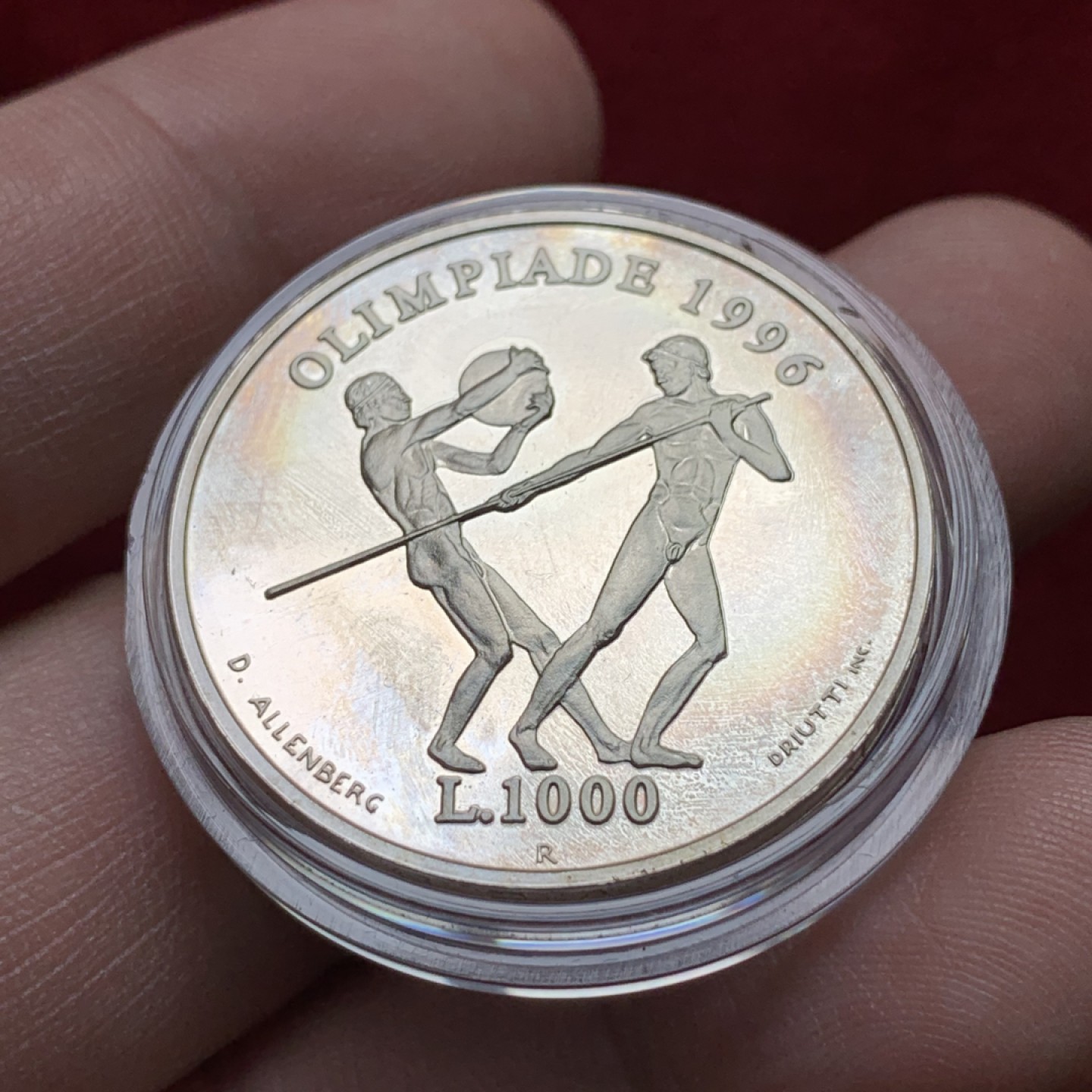 《竞宝斋》第102场-本周四 套币裸币专场（全场不限金额包邮） 原盒证书 圣马力诺 1996年 奥运纪念 1000里拉精制银币