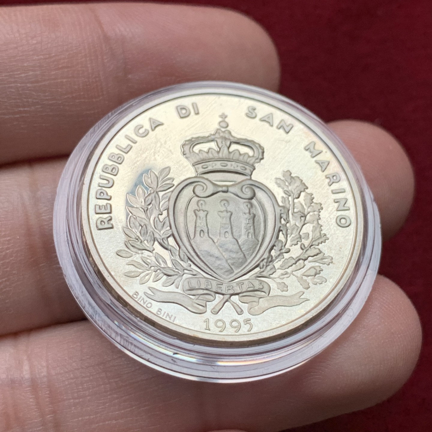 《竞宝斋》第102场-本周四 套币裸币专场（全场不限金额包邮） 原盒证书 圣马力诺 1996年 奥运纪念 1000里拉精制银币