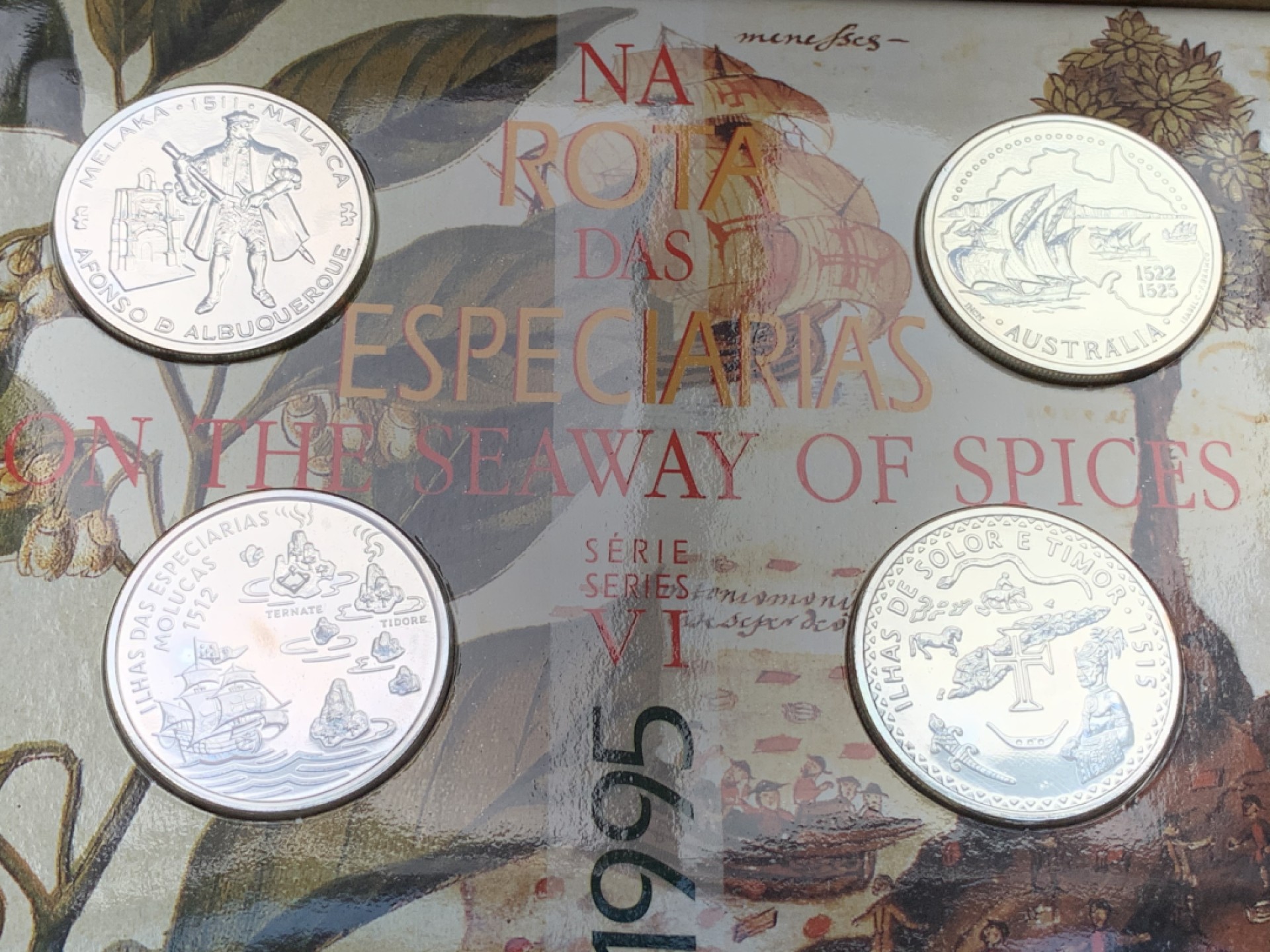 《竞宝斋》第102场-本周四 套币裸币专场（全场不限金额包邮） 卡装 葡萄牙1995年 大航海系列第六套 四枚一组 200埃斯库多大银币 26.5克/枚