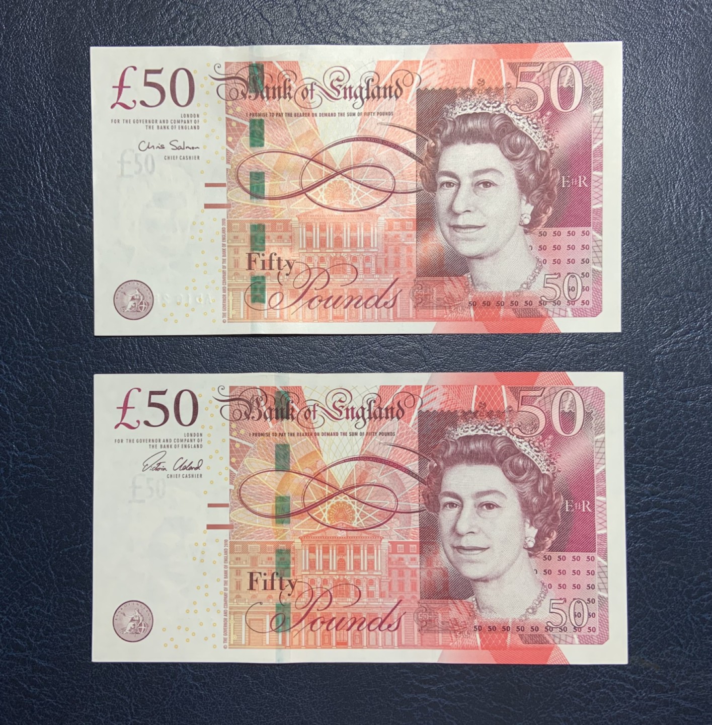 收藏联盟Quantum Auction 第197期拍卖 (已更新) 英国2010版50镑两张 品相全新UNC 不同签名各一张