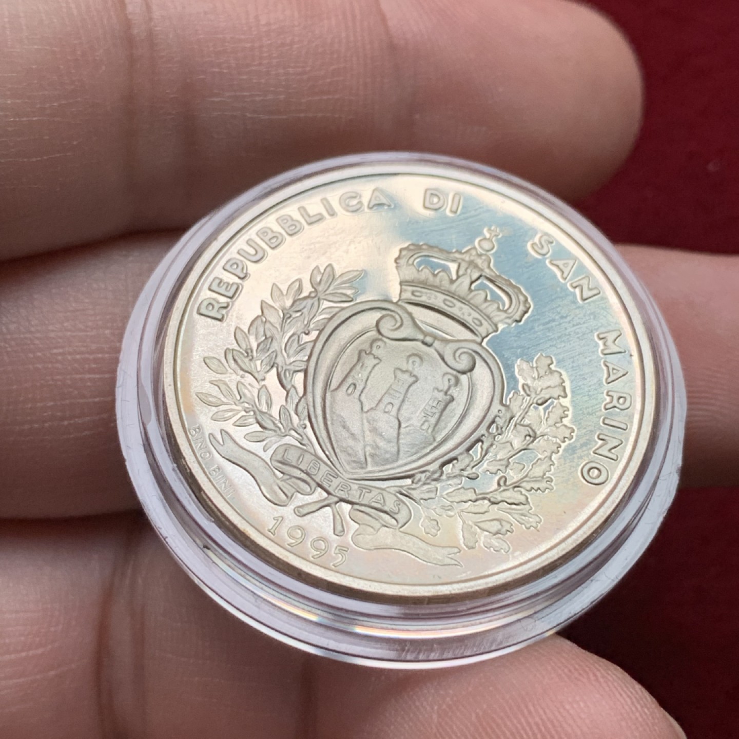 《竞宝斋》第102场-本周四 套币裸币专场（全场不限金额包邮） 原盒证书 圣马力诺 1996年 奥运纪念 1000里拉精制银币