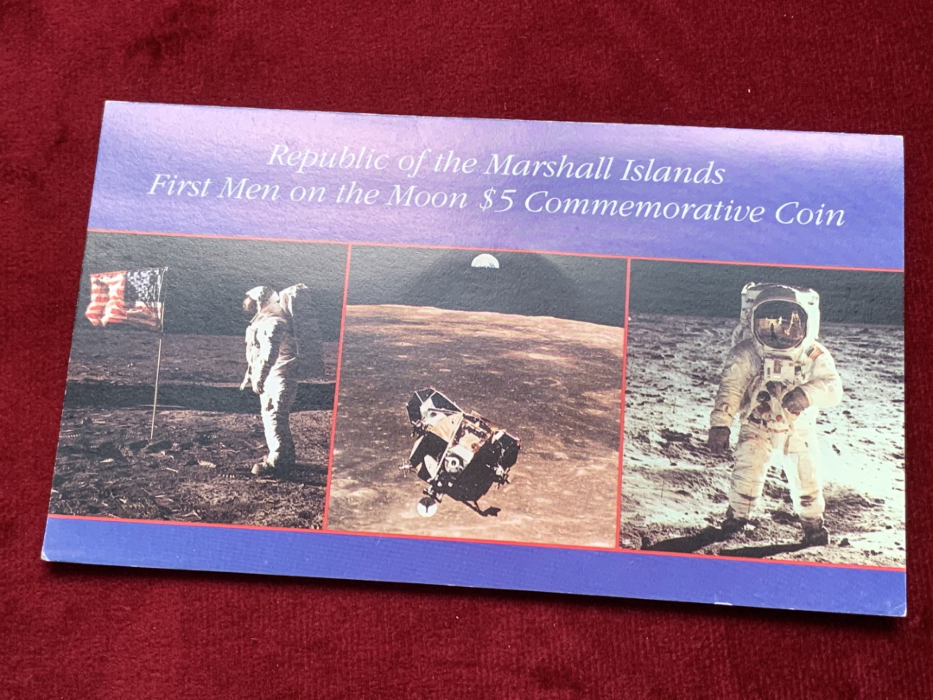 《竞宝斋》第102场-本周四 套币裸币专场（全场不限金额包邮） 卡装马绍尔群岛1989年纪念阿波罗十一登月20周年5元镍币