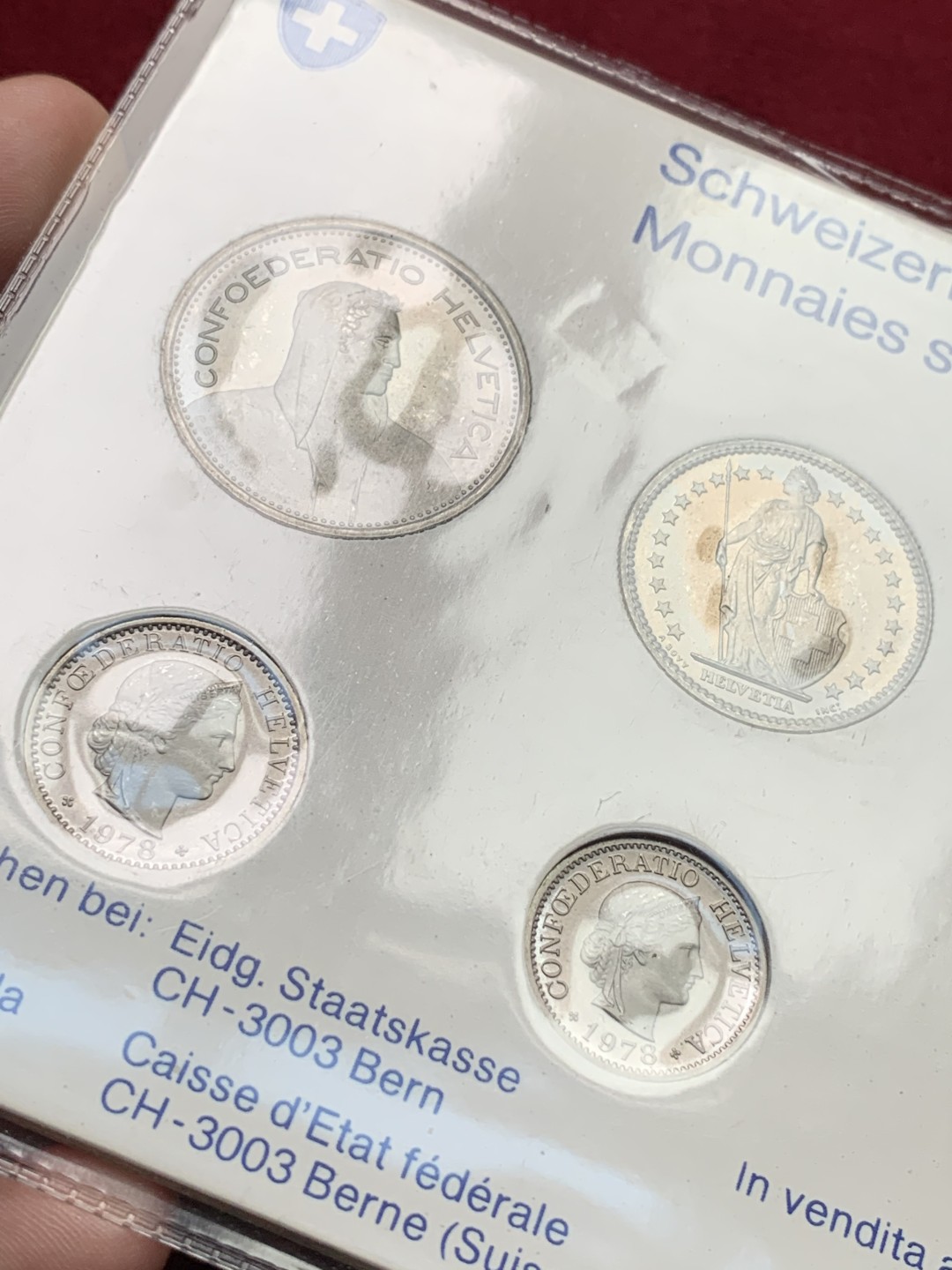 《竞宝斋》第102场-本周四 套币裸币专场（全场不限金额包邮） 早期白卡封装瑞士 1978年 八枚套 PROOF 卡装精制套币 非常少见