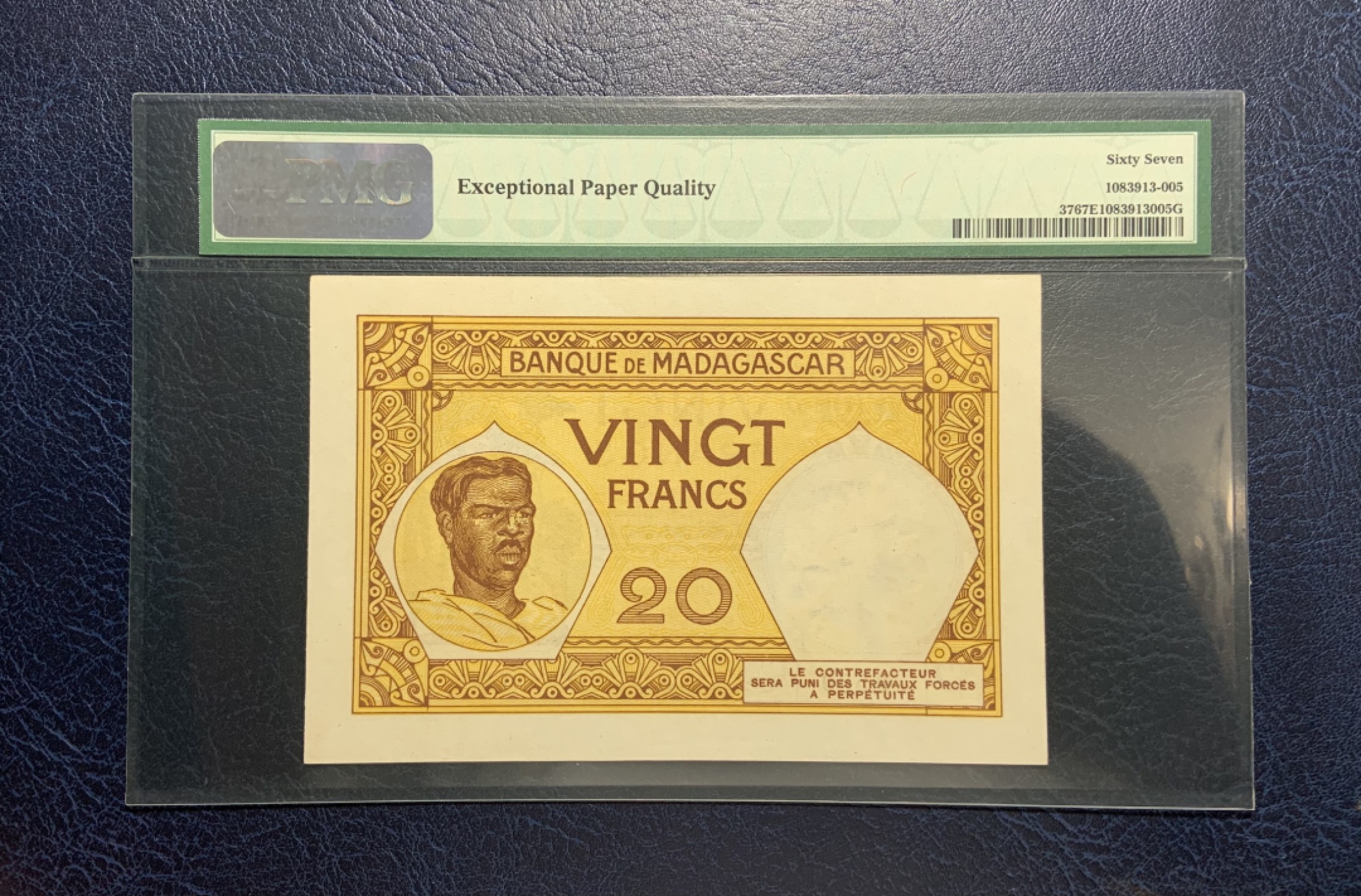 收藏联盟Quantum Auction 第197期拍卖 (已更新) 马达加斯加1937-47年20法郎  PMG67