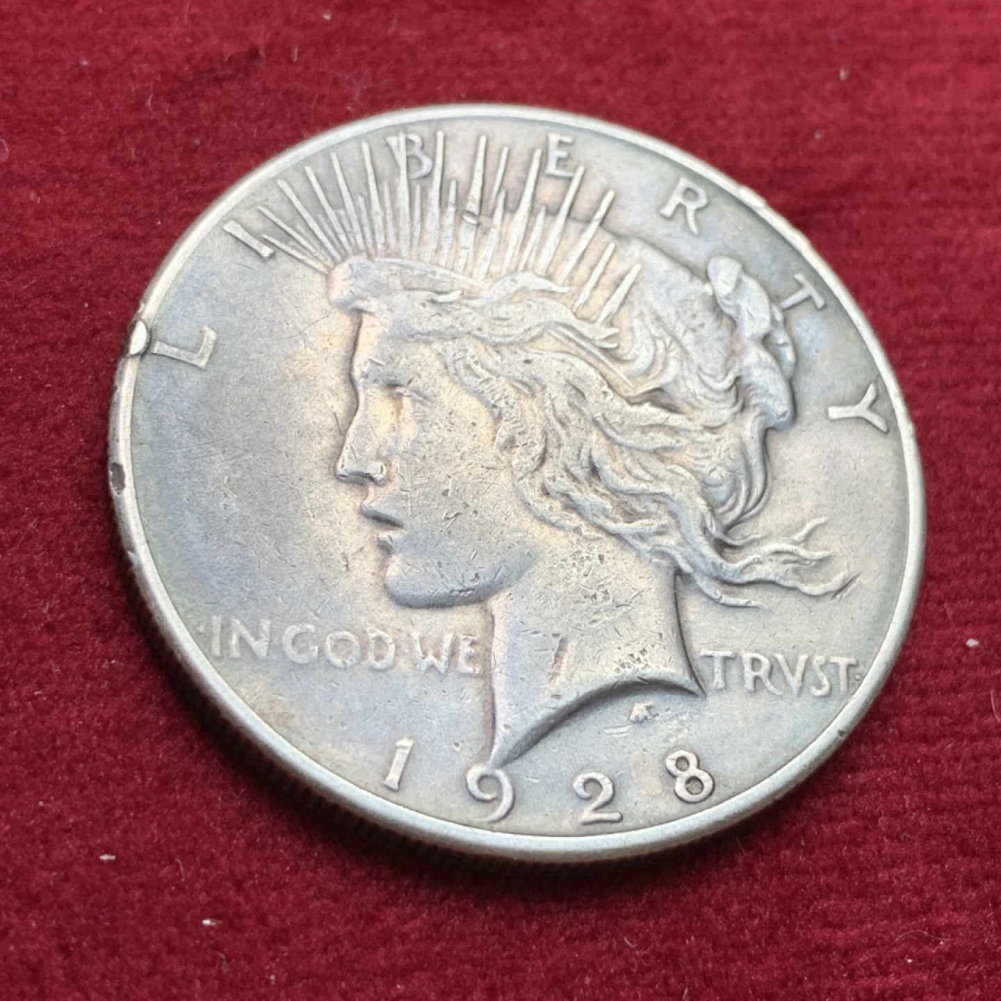 《竞宝斋》第102场-本周四 套币裸币专场（全场不限金额包邮） 美国 1928年 和平 银币 原味流通 味道不错