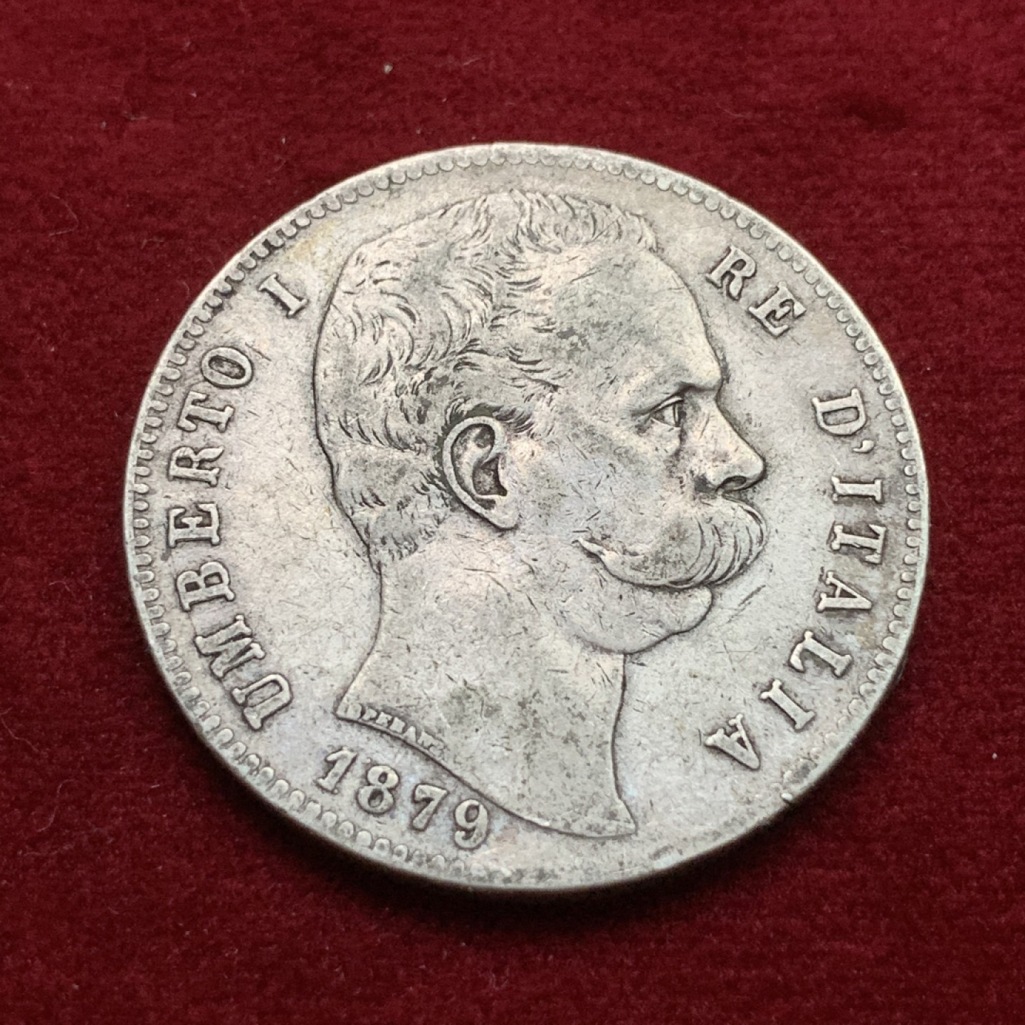 《竞宝斋》第102场-本周四 套币裸币专场（全场不限金额包邮） 意大利 1879年翁贝托 5里拉大银币 原味品