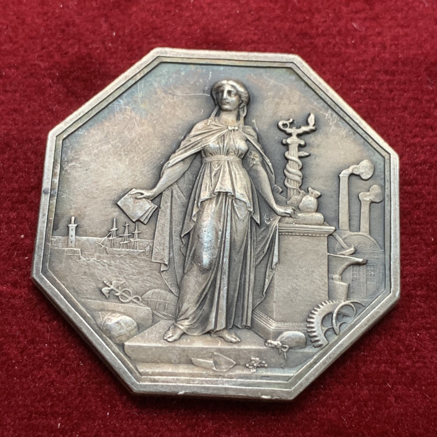 《竞宝斋》第102场-本周四 套币裸币专场（全场不限金额包邮） 法国 1859年 工商信用总局 银JETON 八角