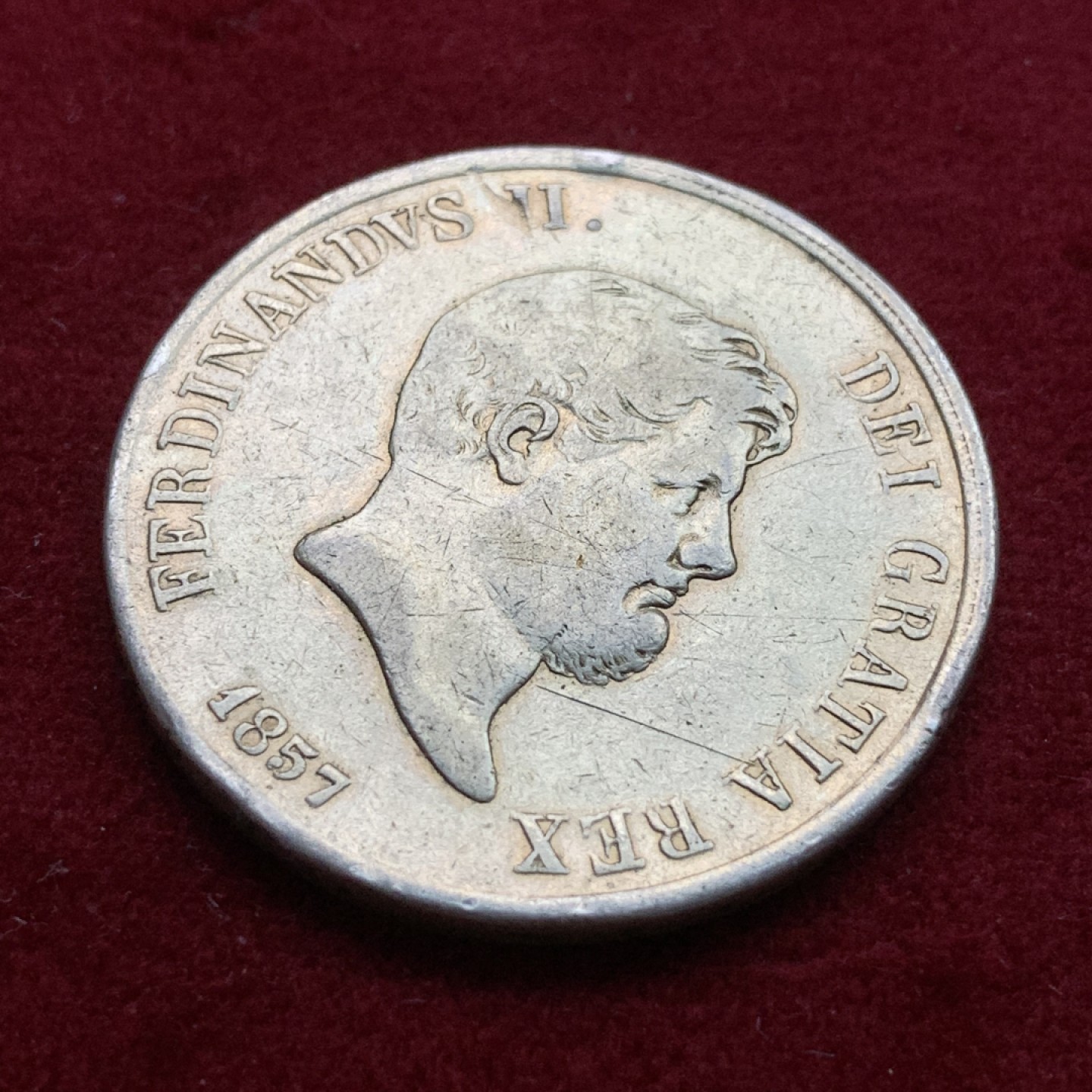 《竞宝斋》第102场-本周四 套币裸币专场（全场不限金额包邮） 意大利那不勒斯 1857年 费迪南德斯二世 120G大银币 有小划