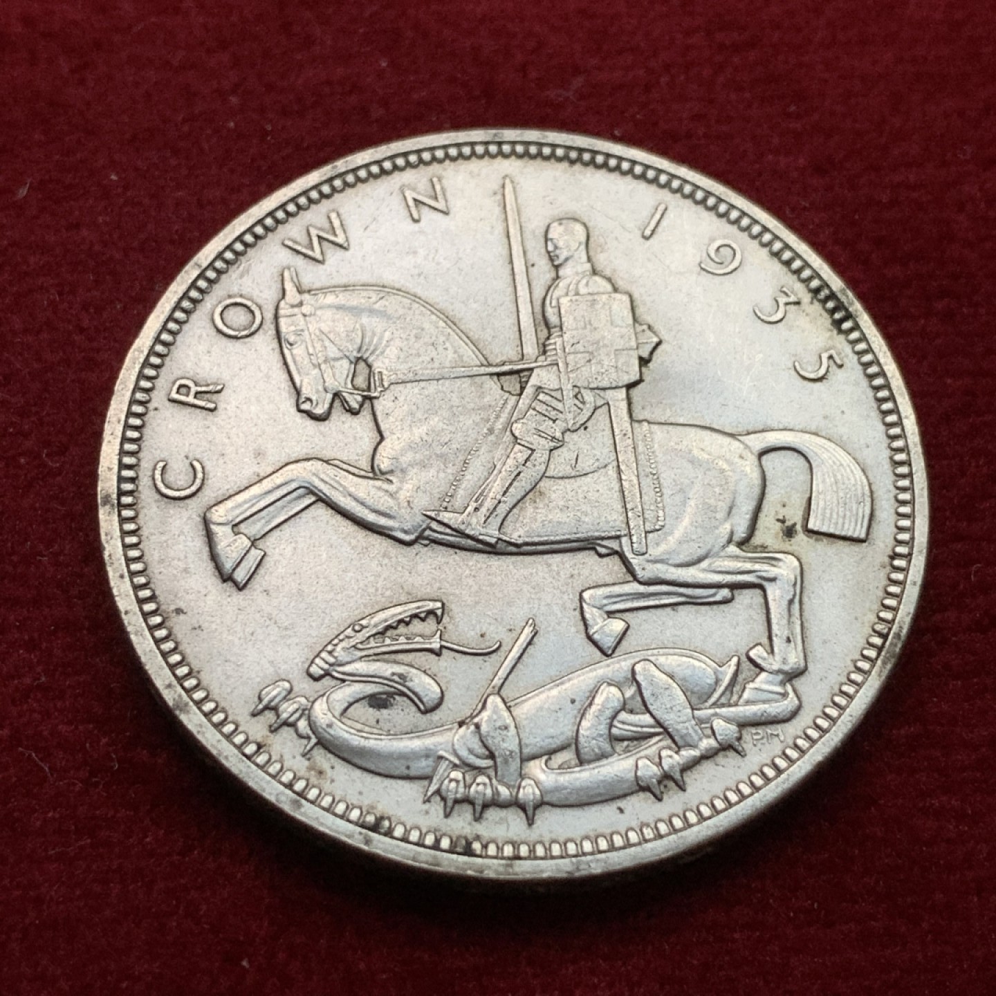 《竞宝斋》第102场-本周四 套币裸币专场（全场不限金额包邮） 英国 1935年 乔五 木马马剑 1克朗 带光品 大热品种