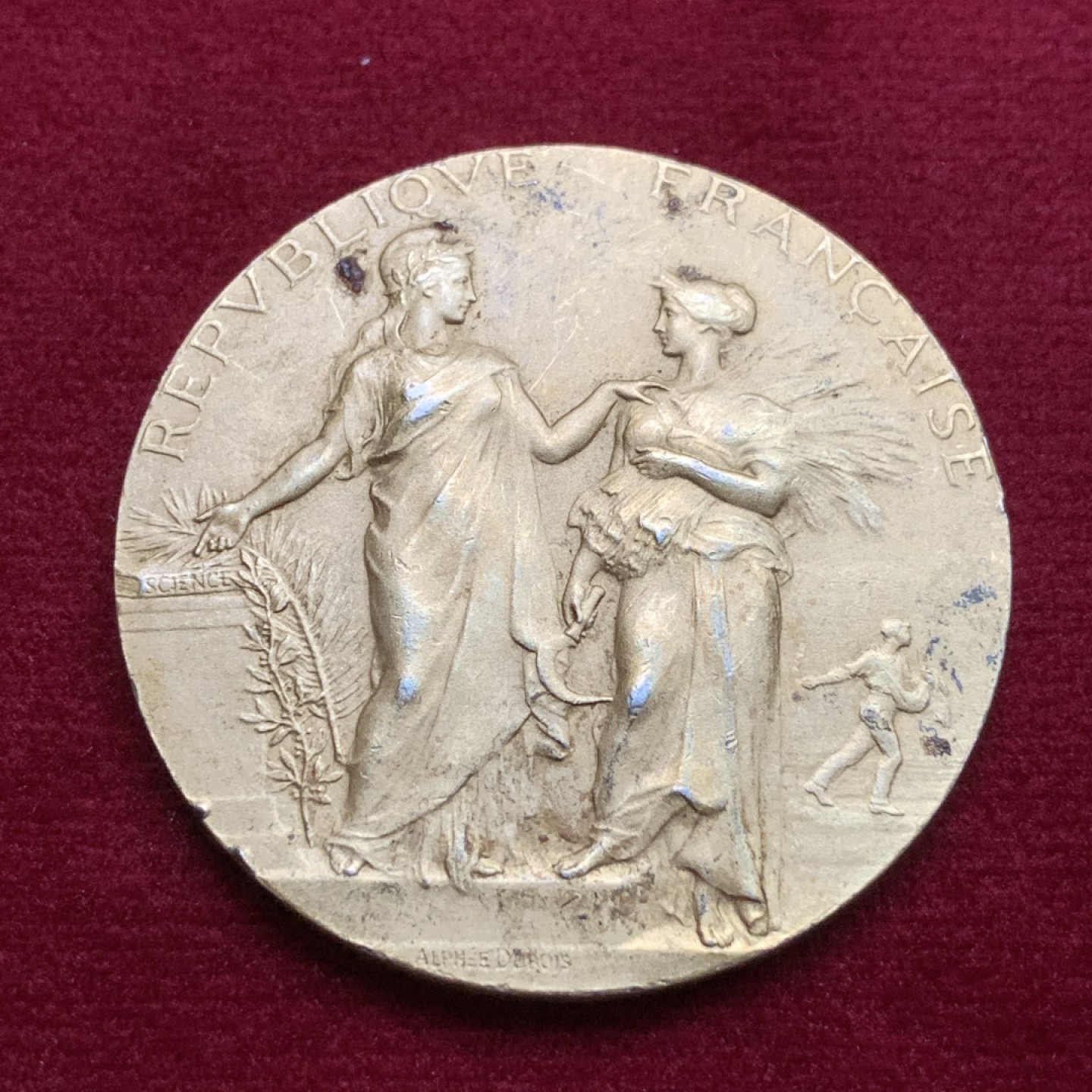 《竞宝斋》第102场-本周四 套币裸币专场（全场不限金额包邮） 法国十九世纪初 农业协会 镀金银章 35.88克