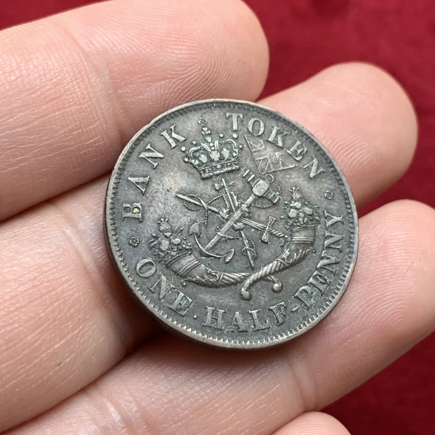 《竞宝斋》第102场-本周四 套币裸币专场（全场不限金额包邮） 加拿大 1852年 半便士 马剑  代用币   token