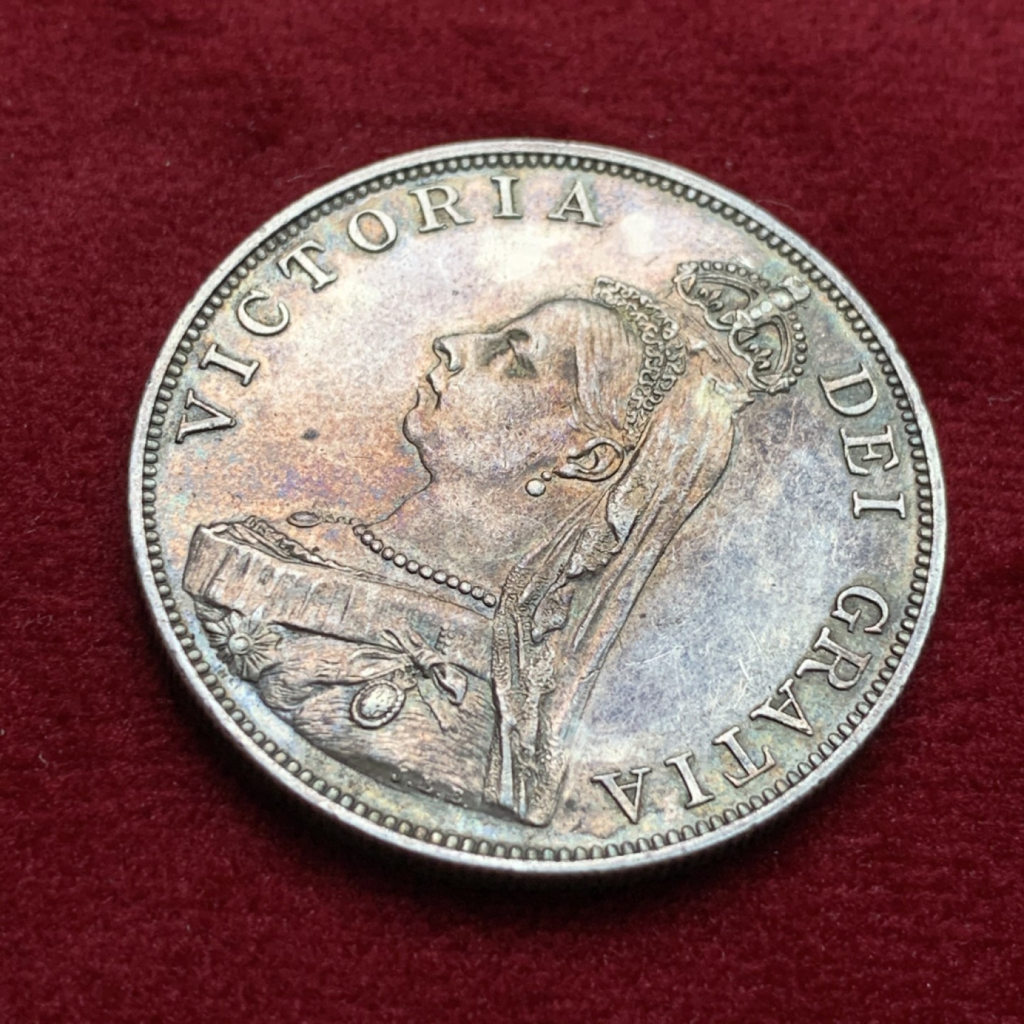 《竞宝斋》第102场-本周四 套币裸币专场（全场不限金额包邮） 英国 1887年 维多利亚 高冠 双福林 大银币=4先令 深彩包浆 状态好