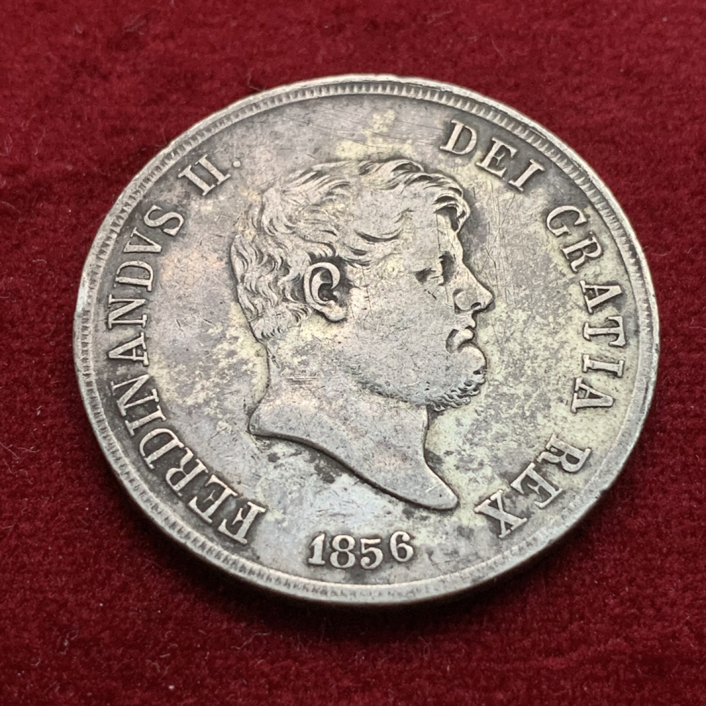 《竞宝斋》第102场-本周四 套币裸币专场（全场不限金额包邮） 意大利那不勒斯 1856年 费迪南德斯二世 120G大银币 老味道 背面是减重痕