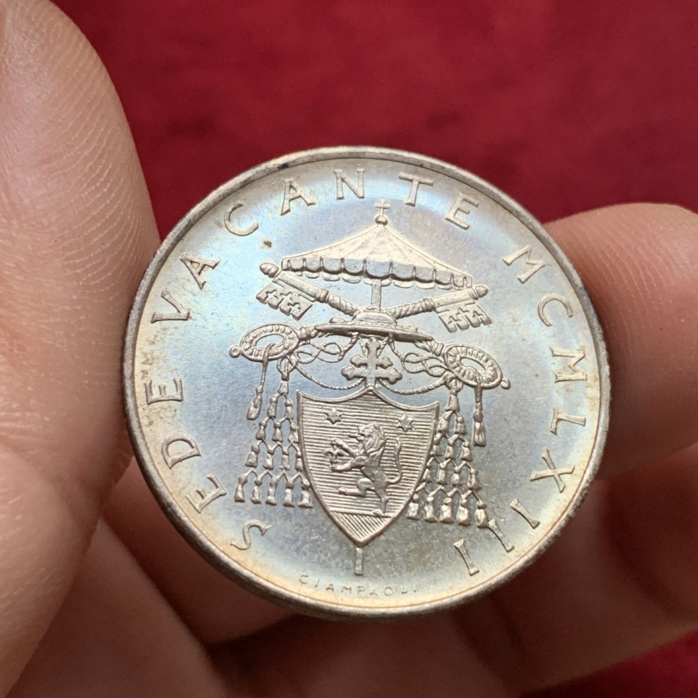 《竞宝斋》第102场-本周四 套币裸币专场（全场不限金额包邮） 梵蒂冈 1958年 教皇缺位 500里拉 银币 BU品