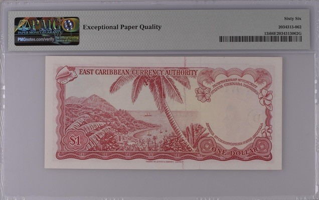 收藏联盟Quantum Auction 第197期拍卖 (已更新) 东加勒比1965年(多米尼加)1元 PMG66 稀少版本