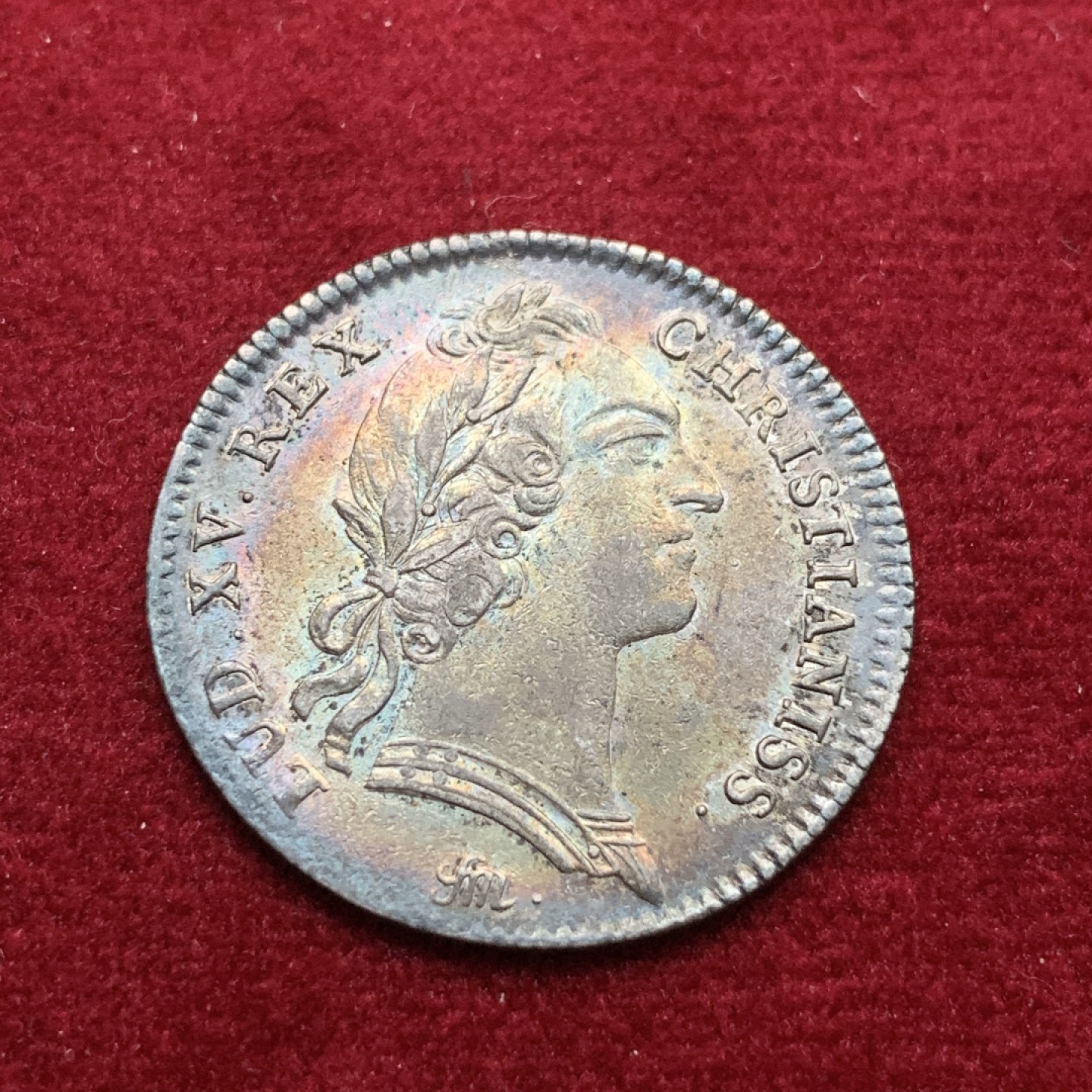 《竞宝斋》第102场-本周四 套币裸币专场（全场不限金额包邮） 法国 1754年路易十五 皇家宝藏系列 银JETON 五彩包浆 非常稀少