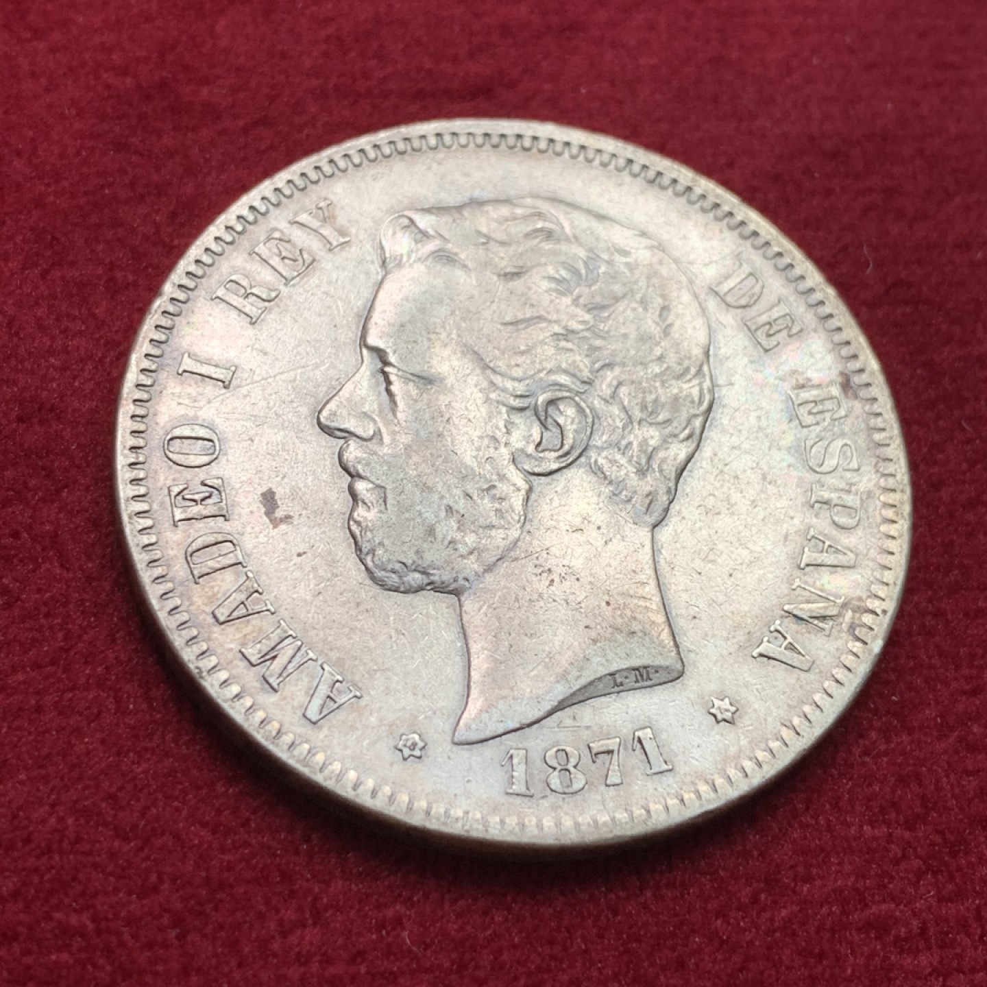 《竞宝斋》第102场-本周四 套币裸币专场（全场不限金额包邮） 西班牙 1871年 5比塞塔银币 单独年份