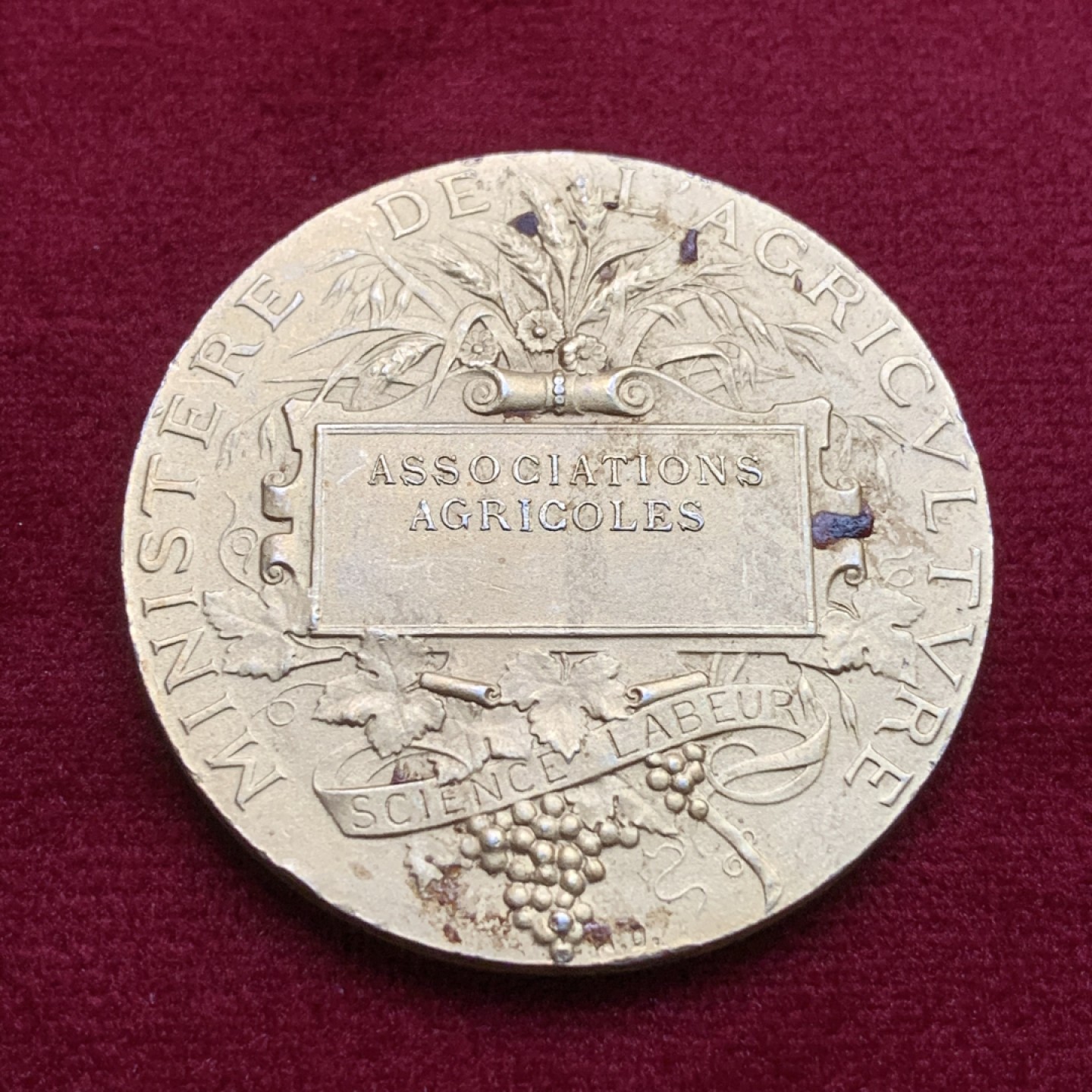 《竞宝斋》第102场-本周四 套币裸币专场（全场不限金额包邮） 法国十九世纪初 农业协会 镀金银章 35.88克