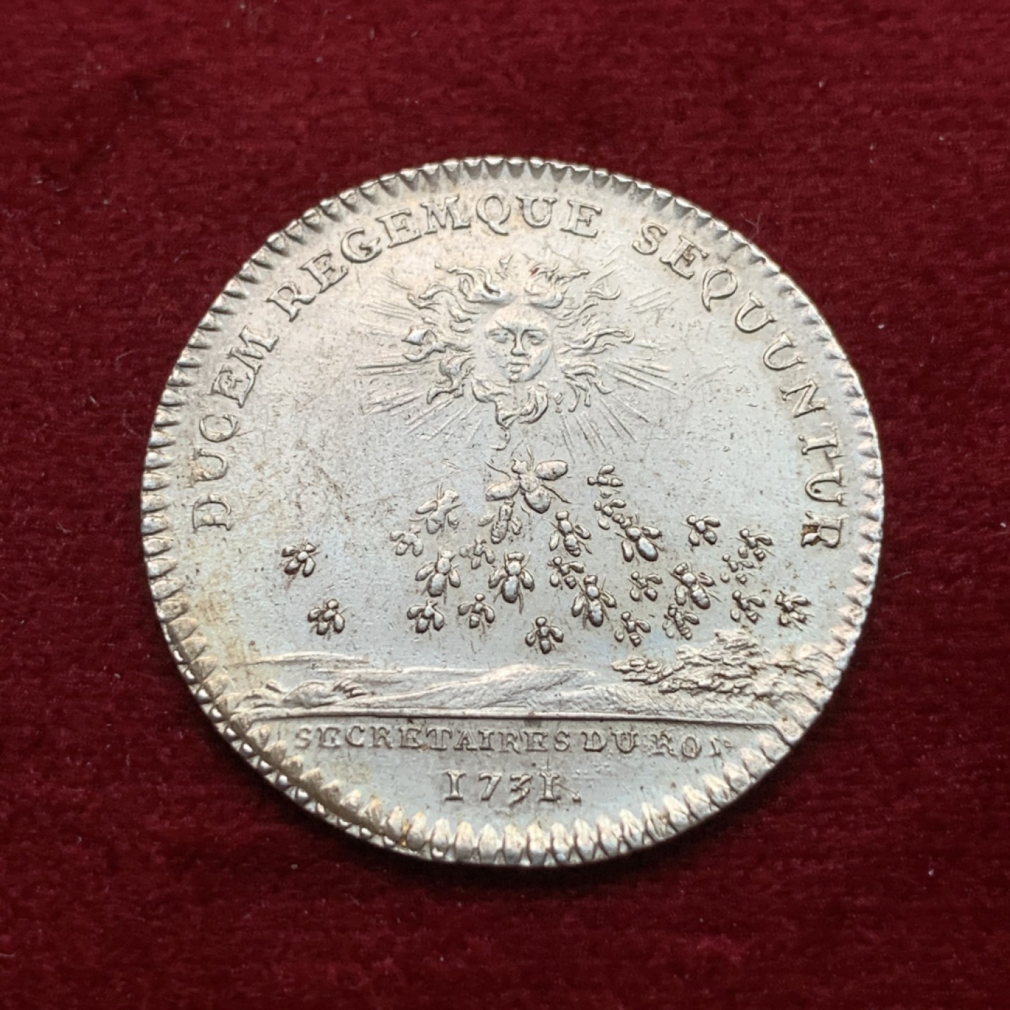 《竞宝斋》第102场-本周四 套币裸币专场（全场不限金额包邮） 法国 1731年 路易十五 小蜜蜂向太阳 银JETON 少见品种