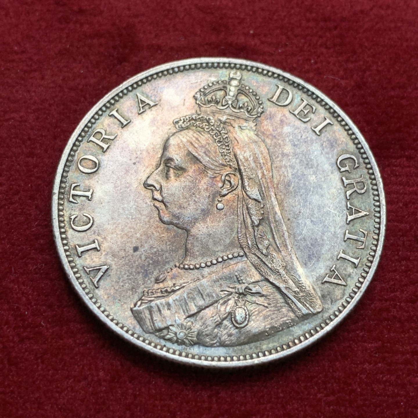 《竞宝斋》第102场-本周四 套币裸币专场（全场不限金额包邮） 英国 1887年 维多利亚 高冠 双福林 大银币=4先令 深彩包浆 状态好