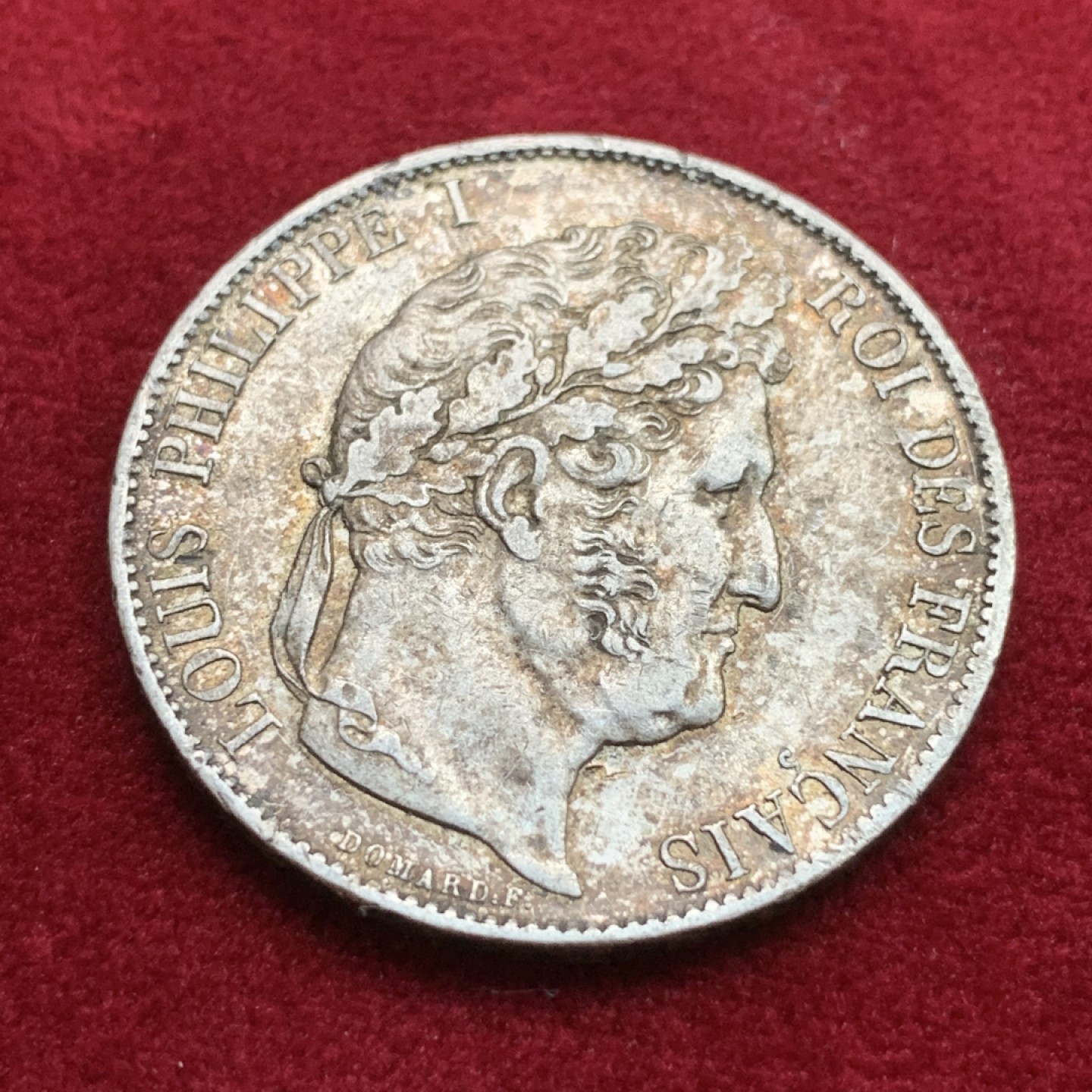 《竞宝斋》第102场-本周四 套币裸币专场（全场不限金额包邮） 法国1847年 菲利普5法郎大银币 酱彩包浆