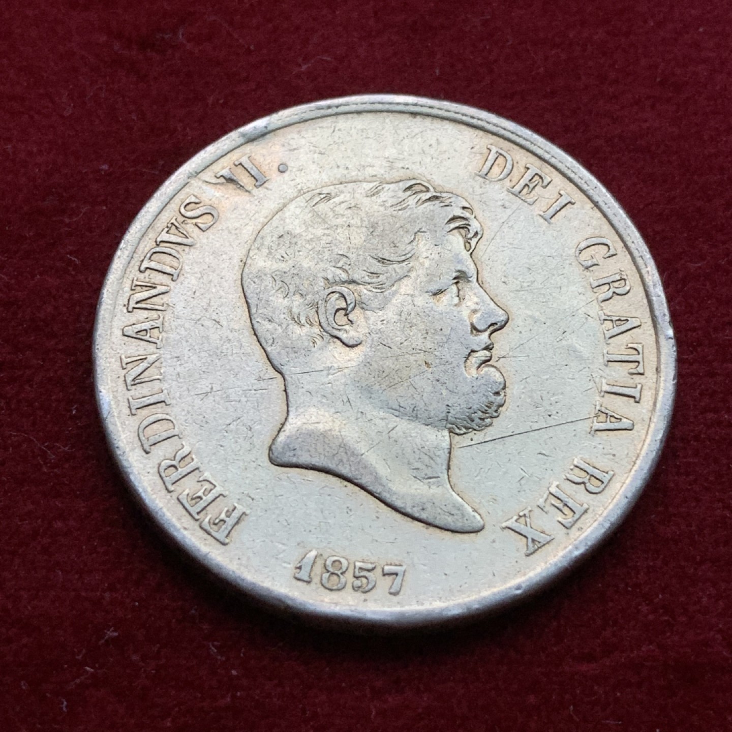 《竞宝斋》第102场-本周四 套币裸币专场（全场不限金额包邮） 意大利那不勒斯 1857年 费迪南德斯二世 120G大银币 有小划