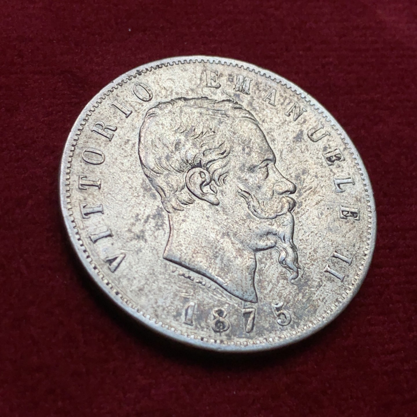 《竞宝斋》第102场-本周四 套币裸币专场（全场不限金额包邮） 意大利 1875年 艾曼纽尔二世 5里拉 银币